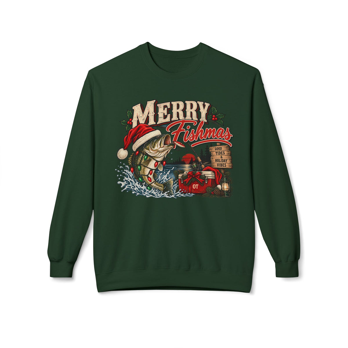 Merry Fisherman Christmas Sweatshirt – Holiday Fishing Crewneck