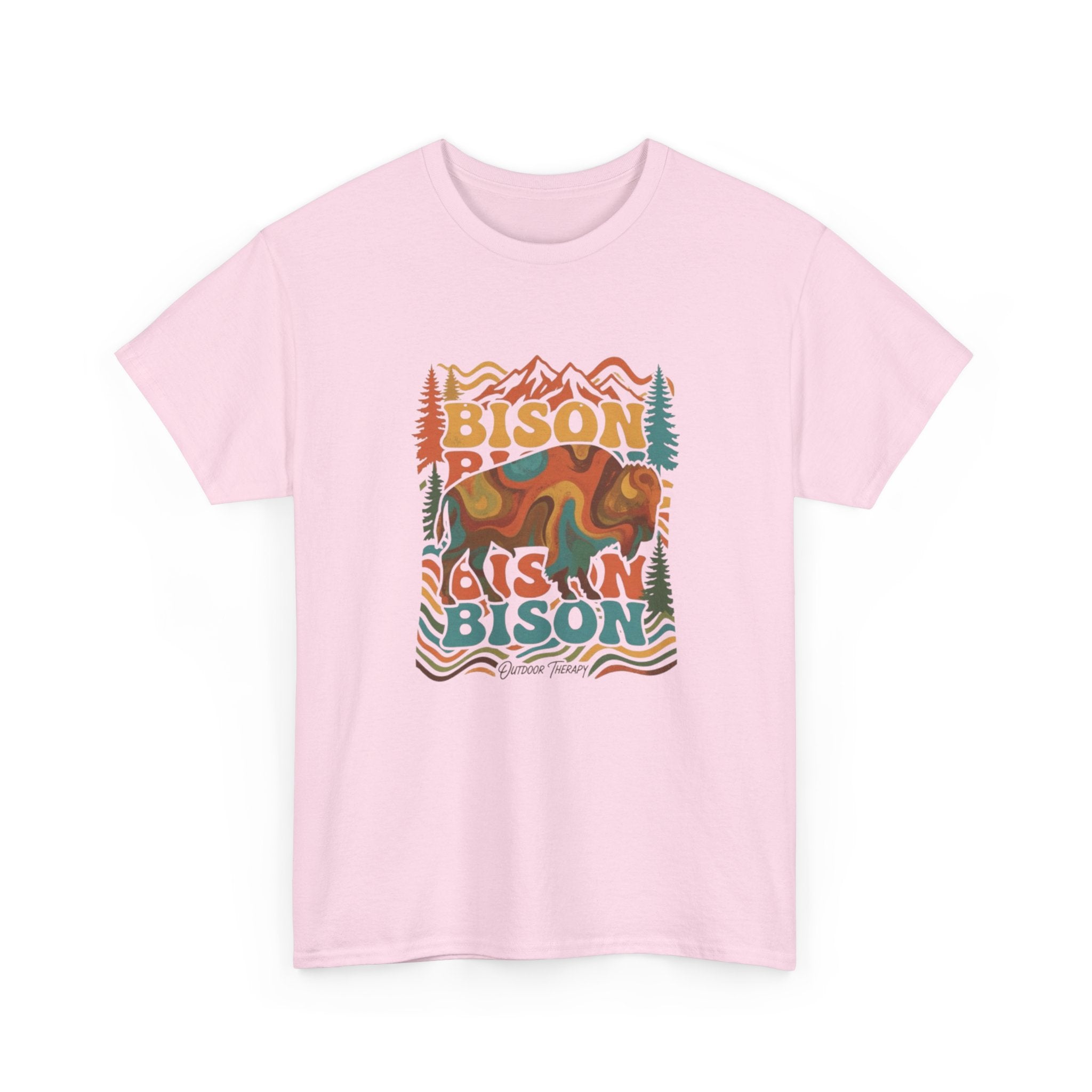Bison Retro Mountain Vintage Wildlife T-Shirt