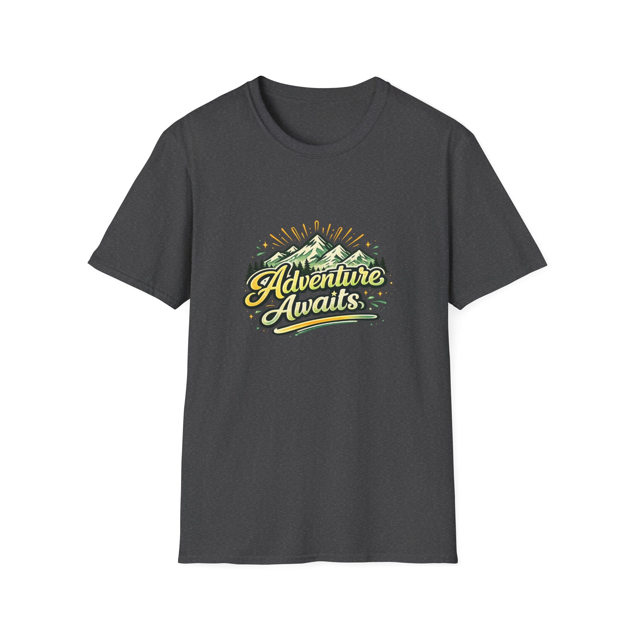 Adventure Awaits T-Shirt — Mountain Graphic Tee for Hikers & Campers