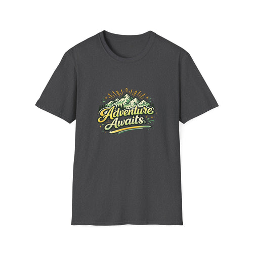 Adventure Awaits T-Shirt — Mountain Graphic Tee for Hikers & Campers