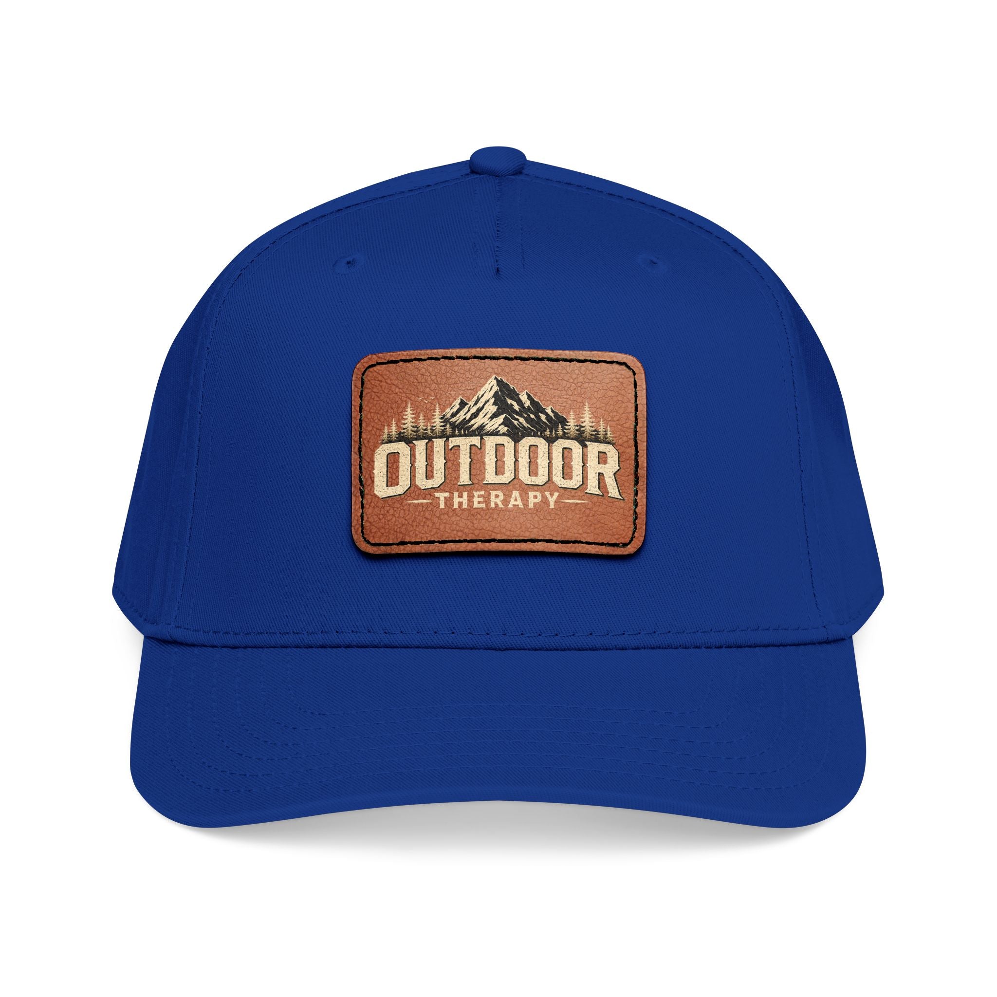 Mid Profile Baseball Cap with Leather Patch (Rectangle)