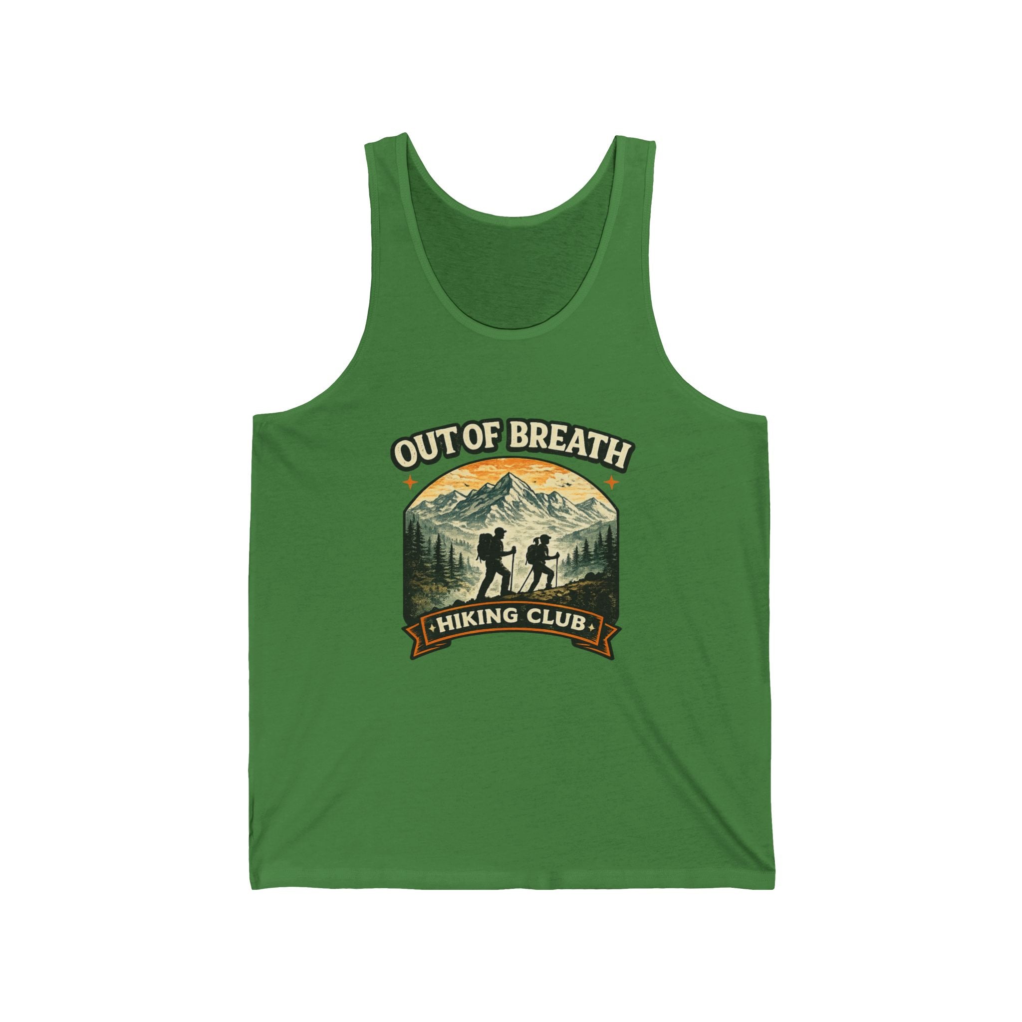 Out of Breath Hiking Club Tank Top – Retro Mountain Hiker Graphic