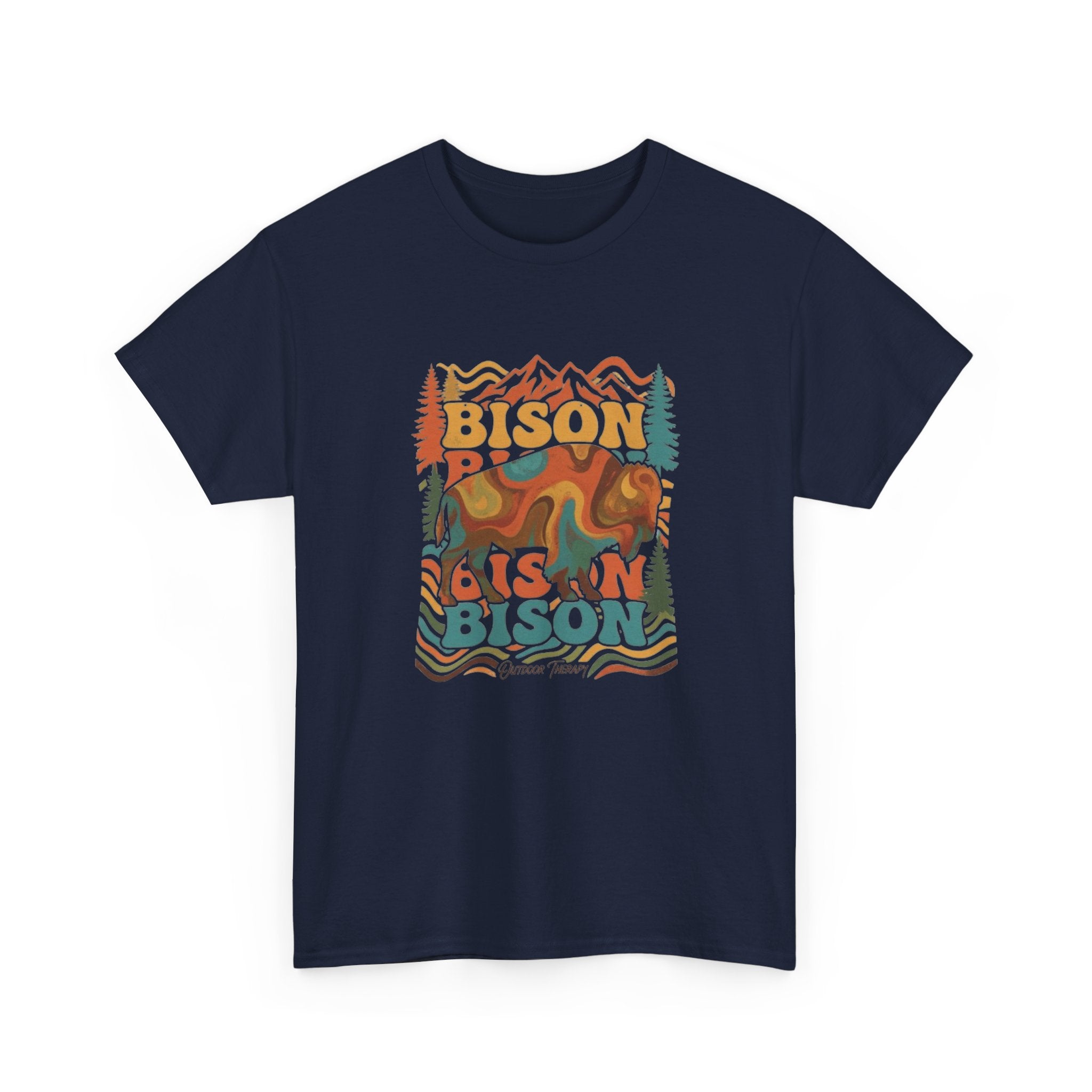 Bison Retro Mountain Vintage Wildlife T-Shirt