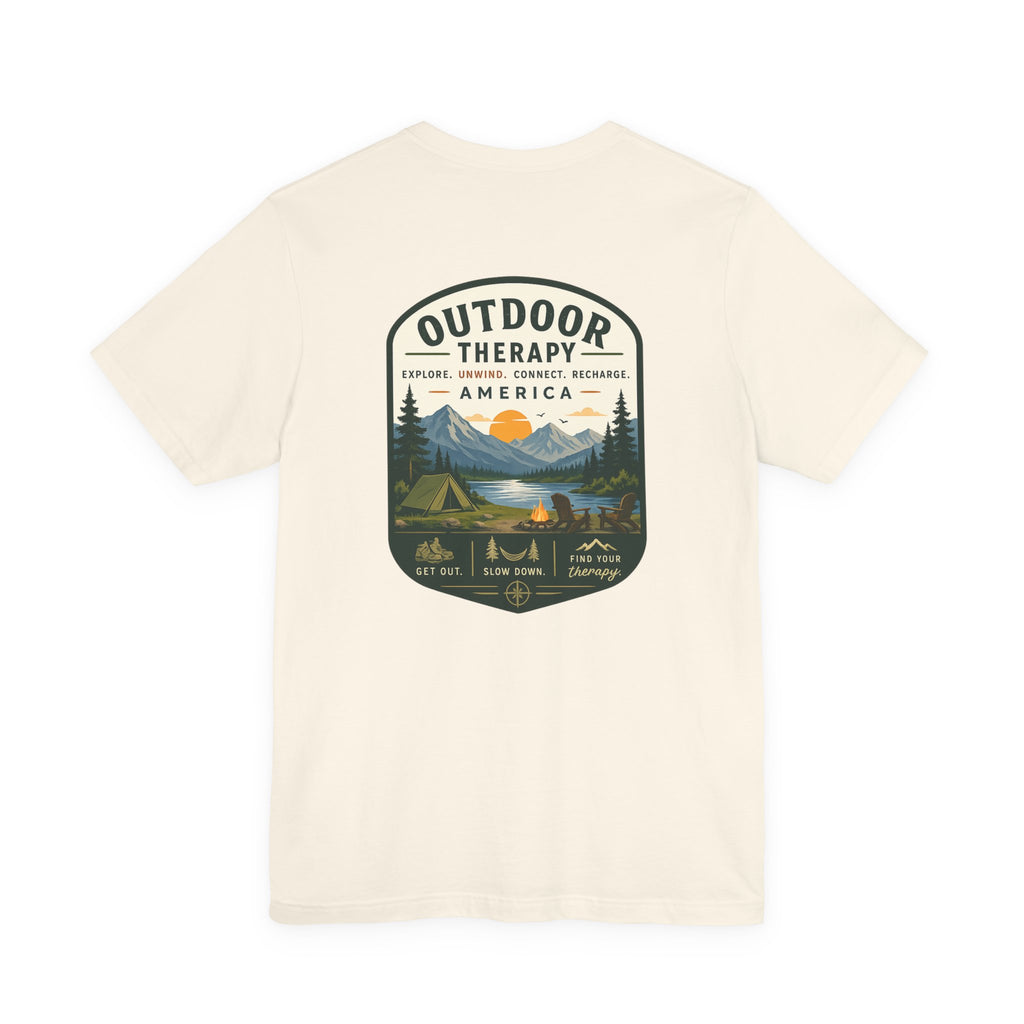 Outdoor Therapy Camping T‑Shirt — Mountain Campfire Graphic Tee