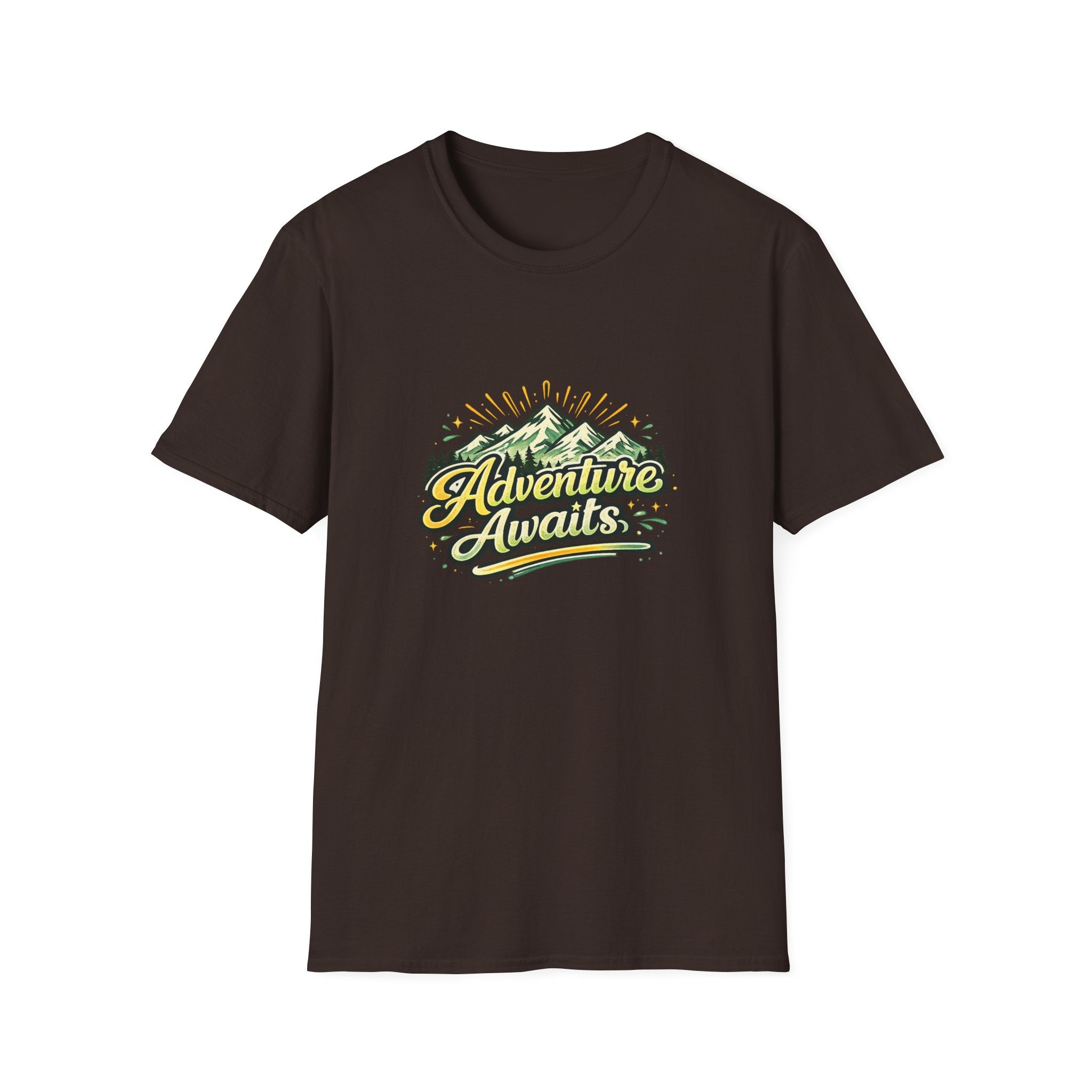 Adventure Awaits T-Shirt — Mountain Graphic Tee for Hikers & Campers