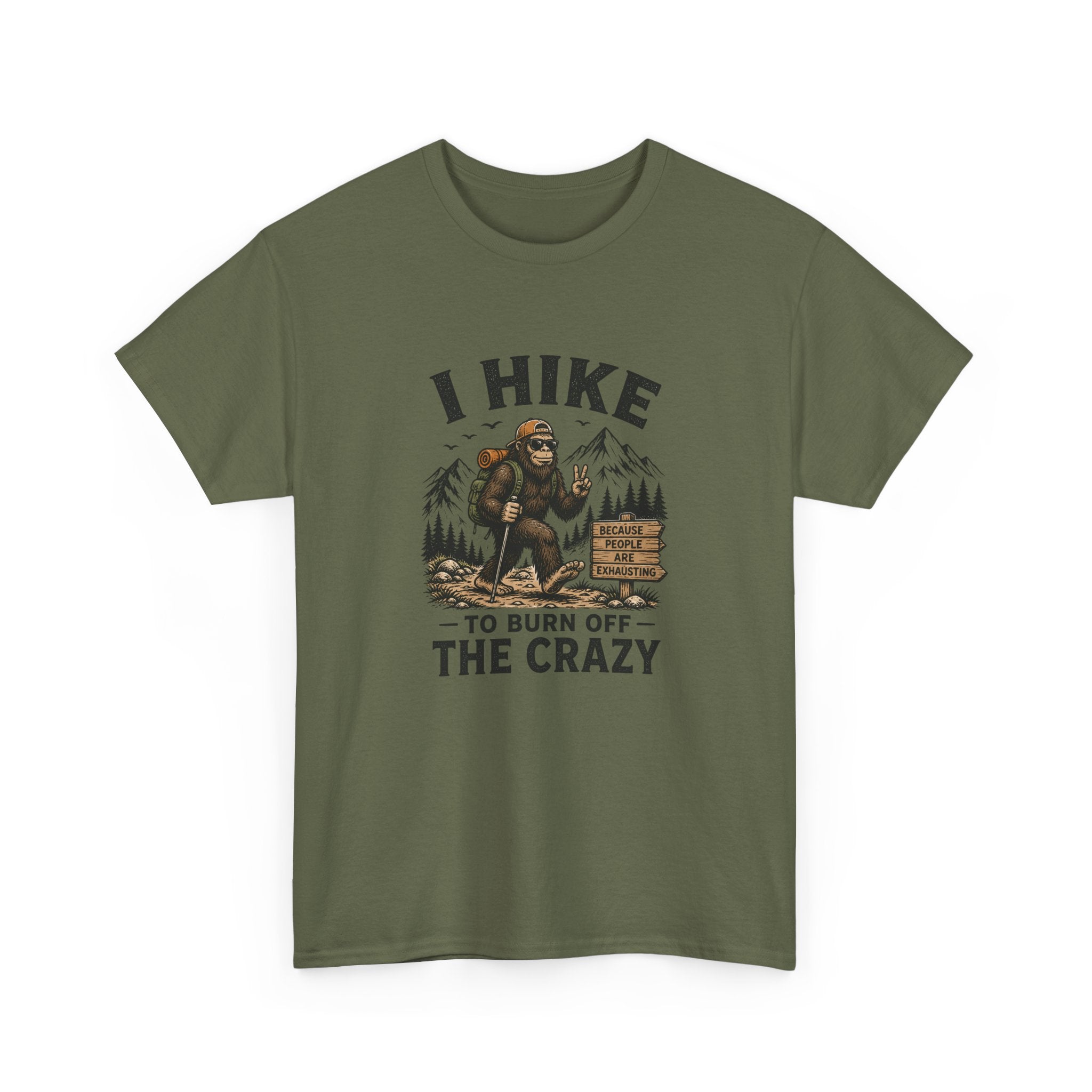 Hiking Tee — "I Hike to Burn Off the Crazy" Graphic T-Shirt