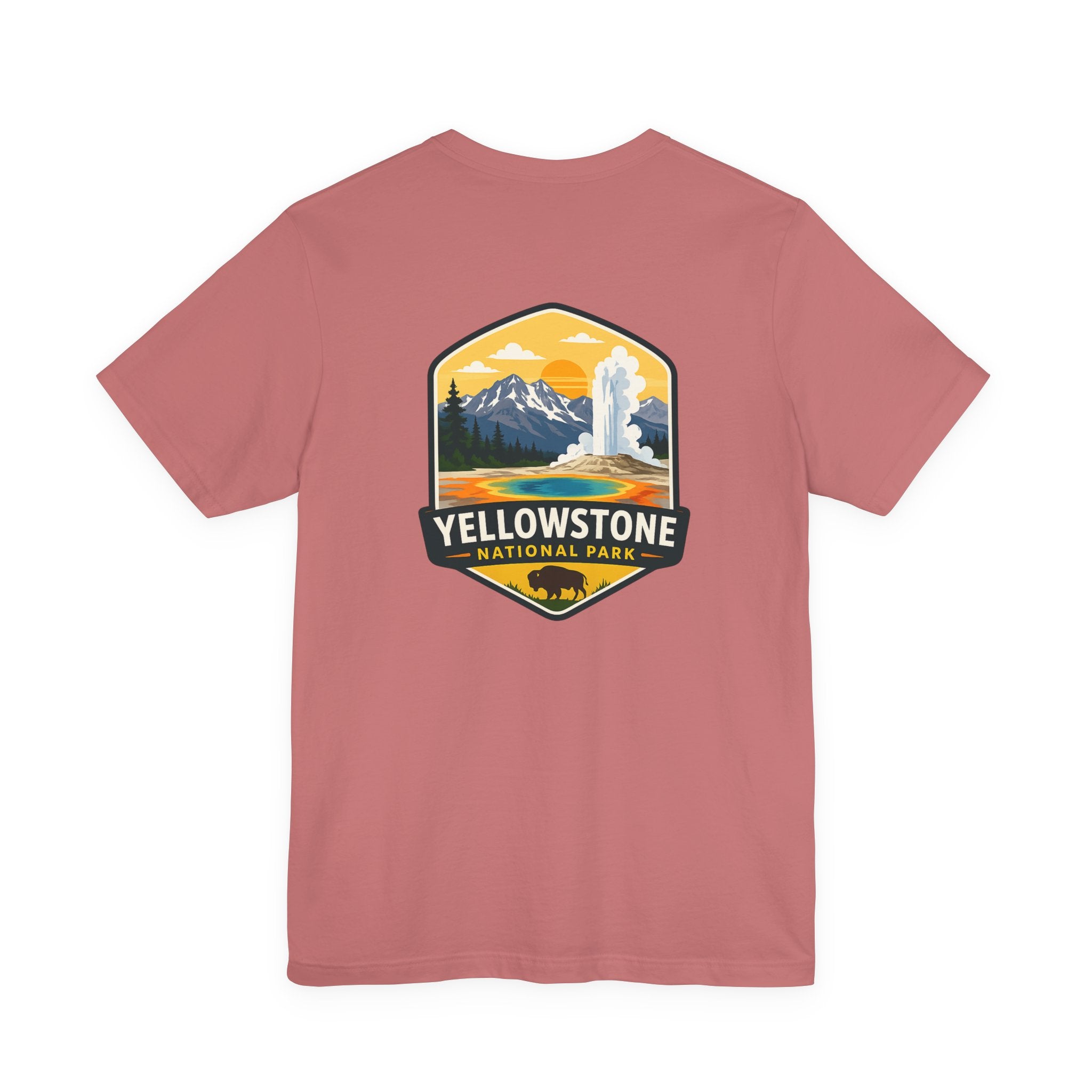 Yellowstone National Park Graphic Tee — Geyser & Mountain Outdoor Badge