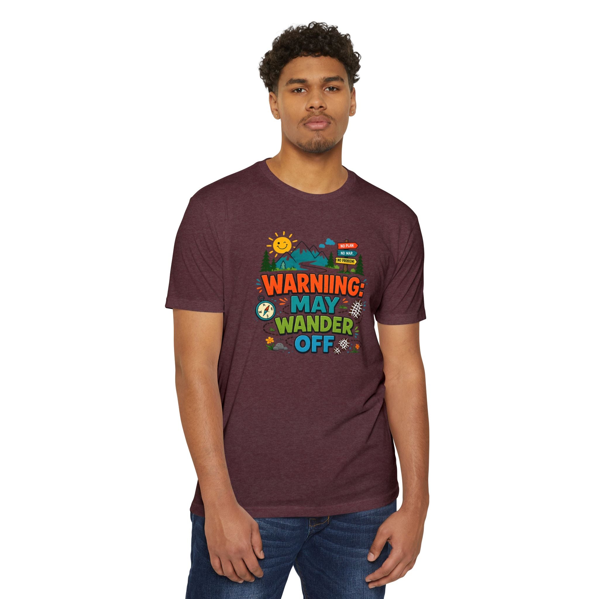Warning May Wander Off Tee - Funny Hiking Shirt