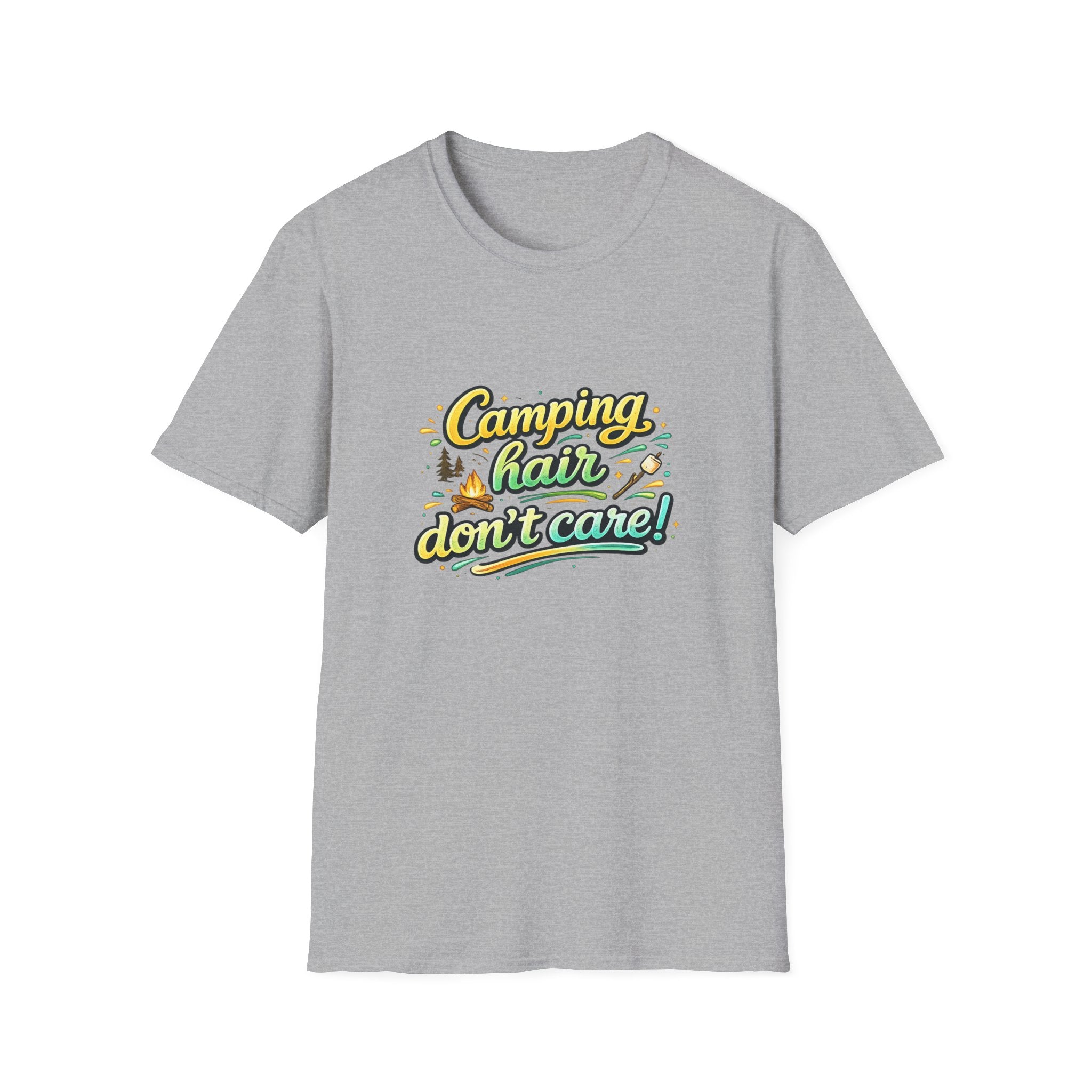 Camping Hair Don't Care T-Shirt — Funny Outdoor Camper Shirt