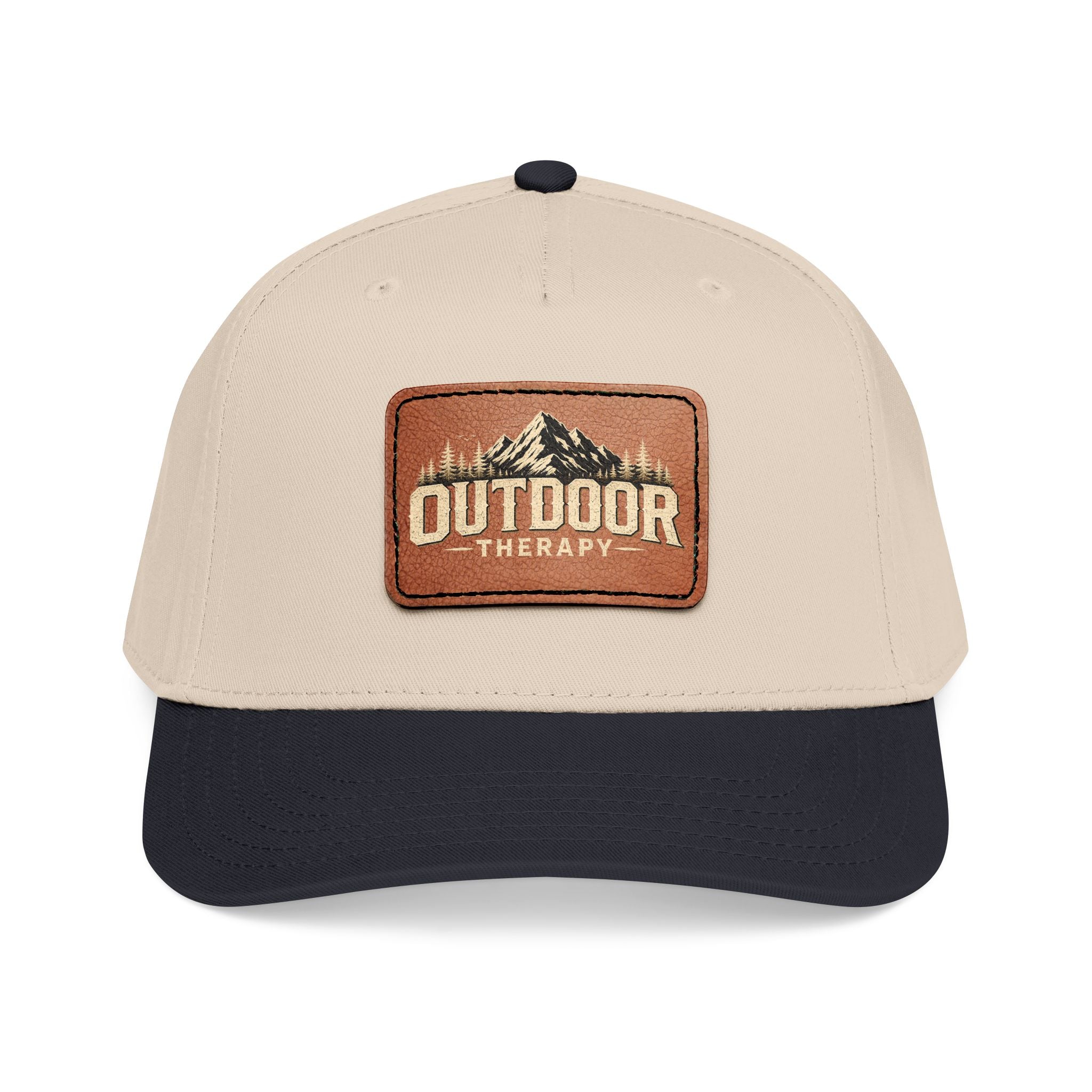 Mid Profile Baseball Cap with Leather Patch (Rectangle)