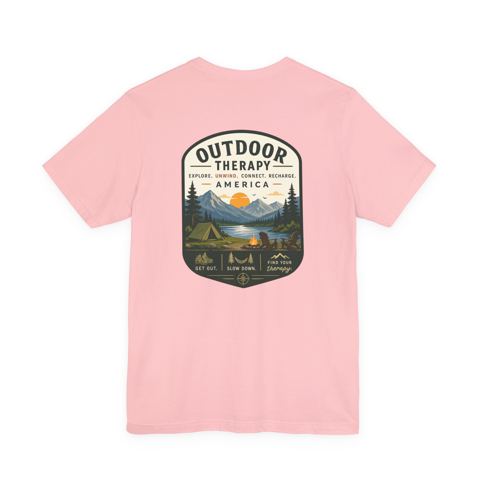 Outdoor Therapy Camping T‑Shirt — Mountain Campfire Graphic Tee