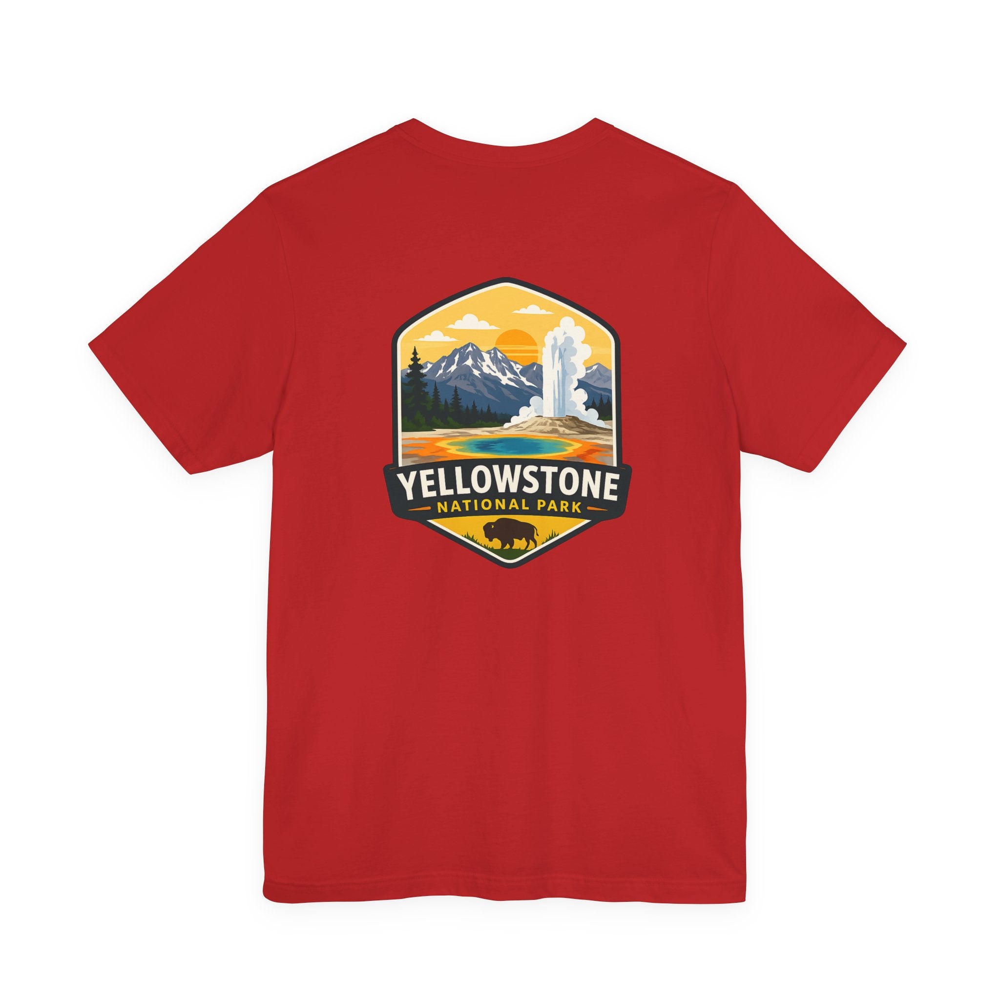 Yellowstone National Park Graphic Tee — Geyser & Mountain Outdoor Badge