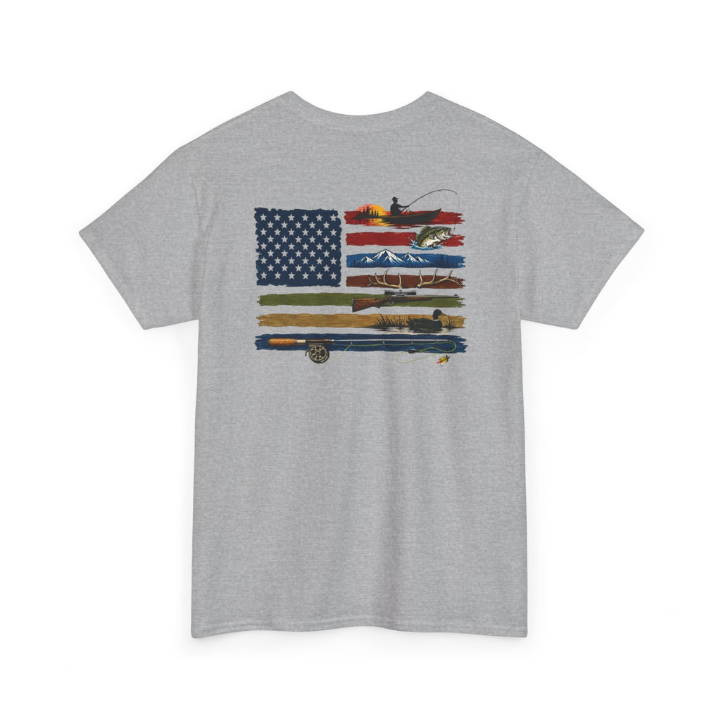 American Flag With Outdoors Gear Tee