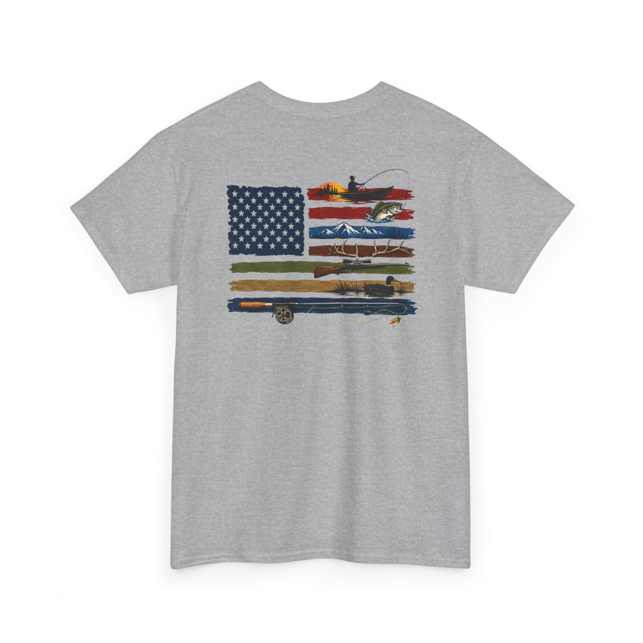 American Flag With Outdoors Gear Tee