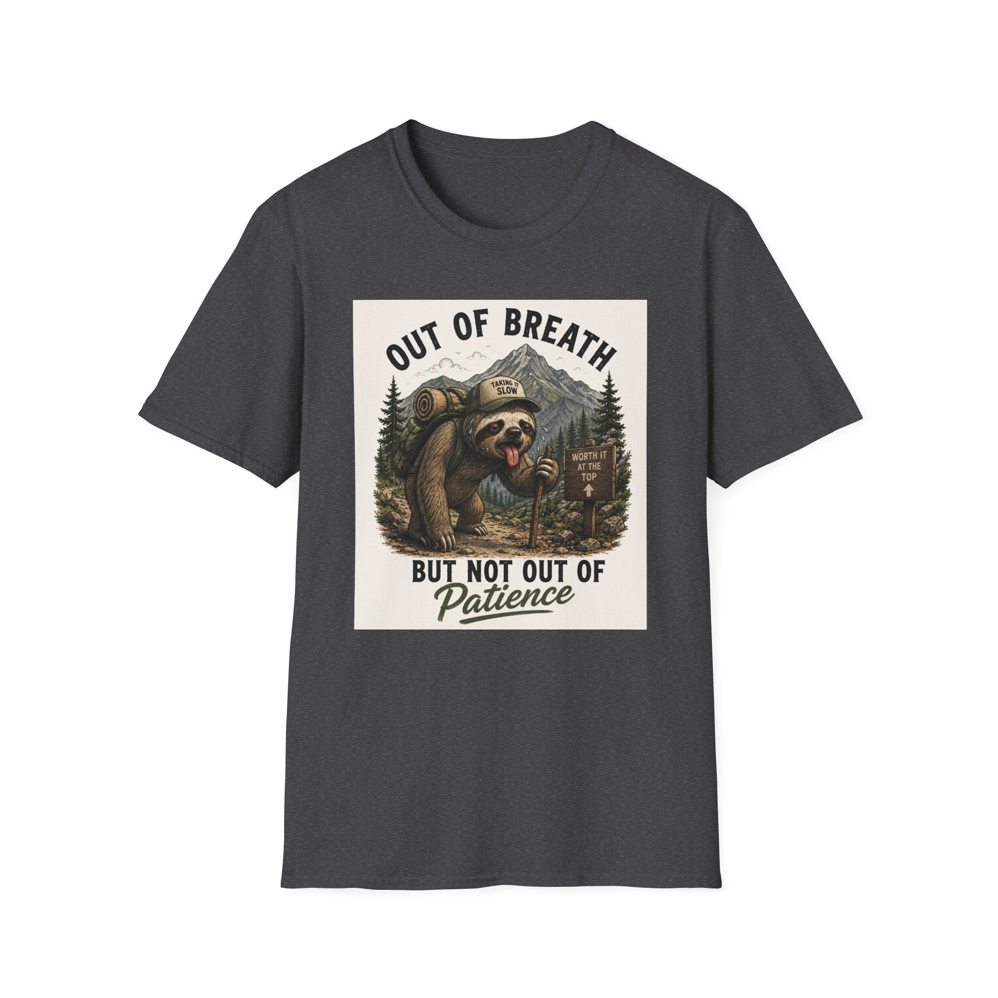 Out of Breath But Not Out of Patience Sloth Hiking T-Shirt