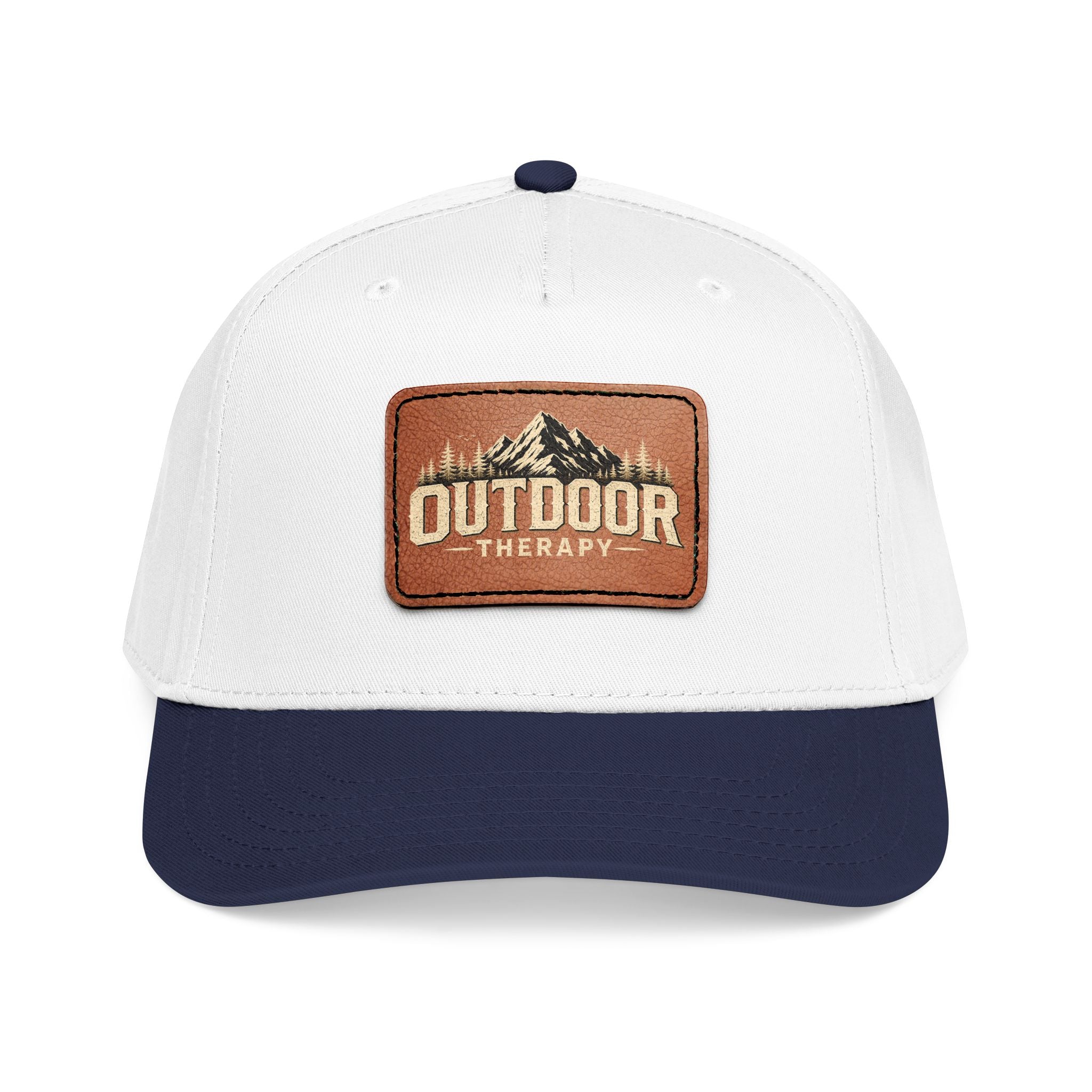 Mid Profile Baseball Cap with Leather Patch (Rectangle)