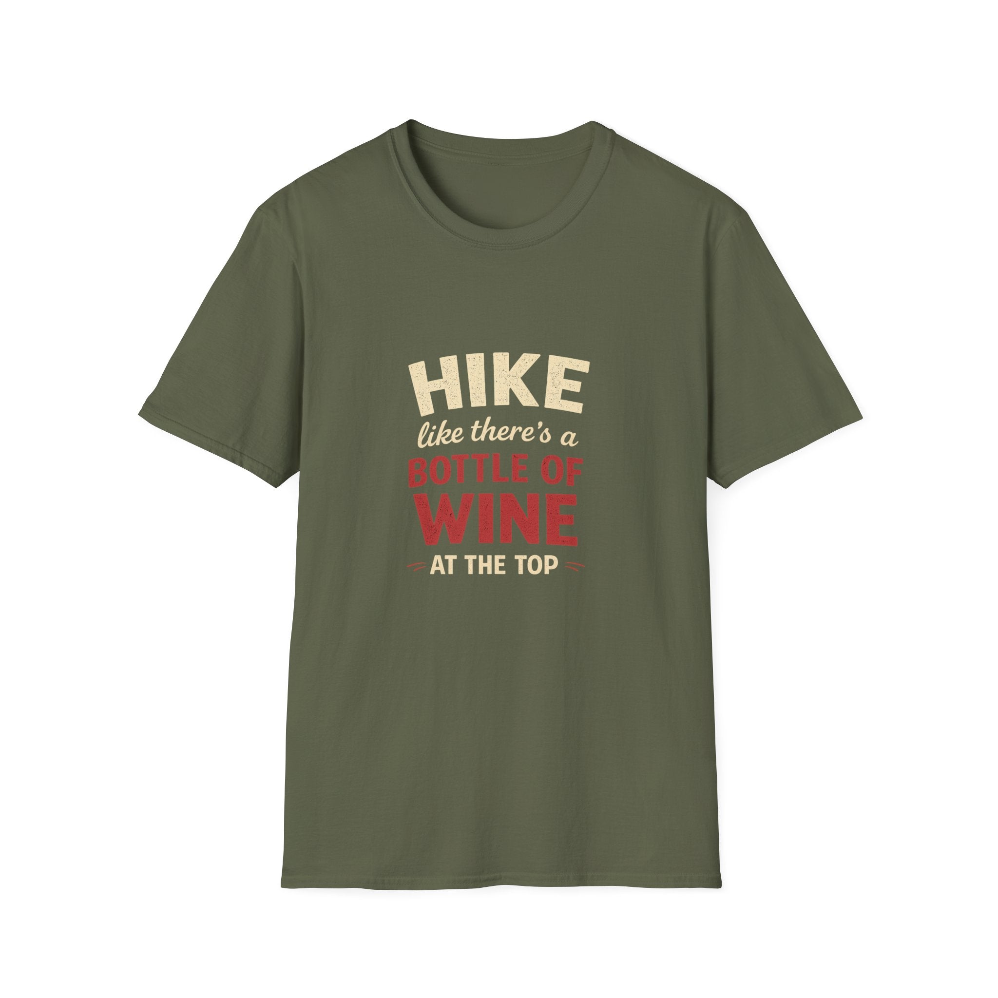 Hike Like There's a Bottle of Wine T-Shirt — Funny Hiking Tee for Wine Lovers