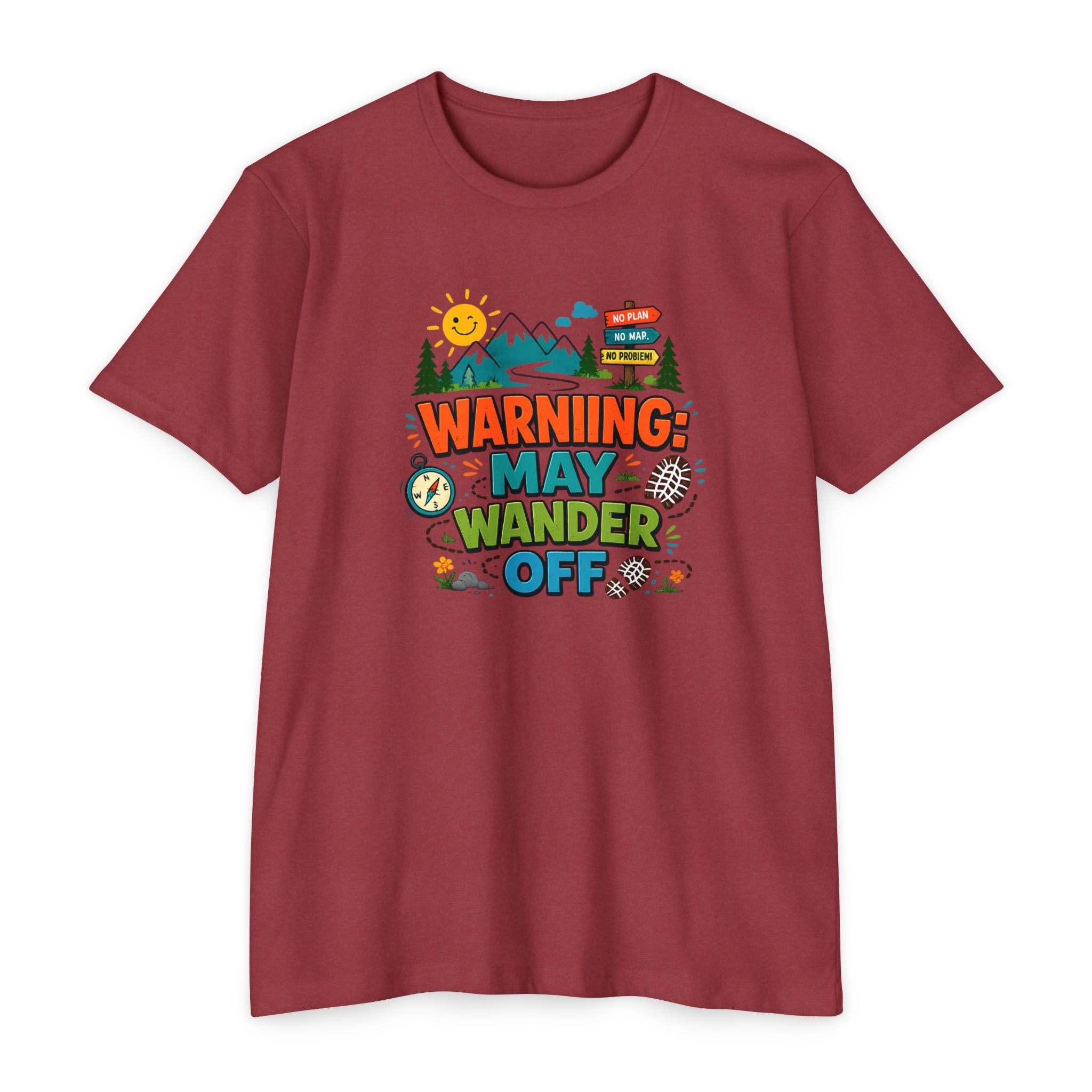 Warning May Wander Off Tee - Funny Hiking Shirt