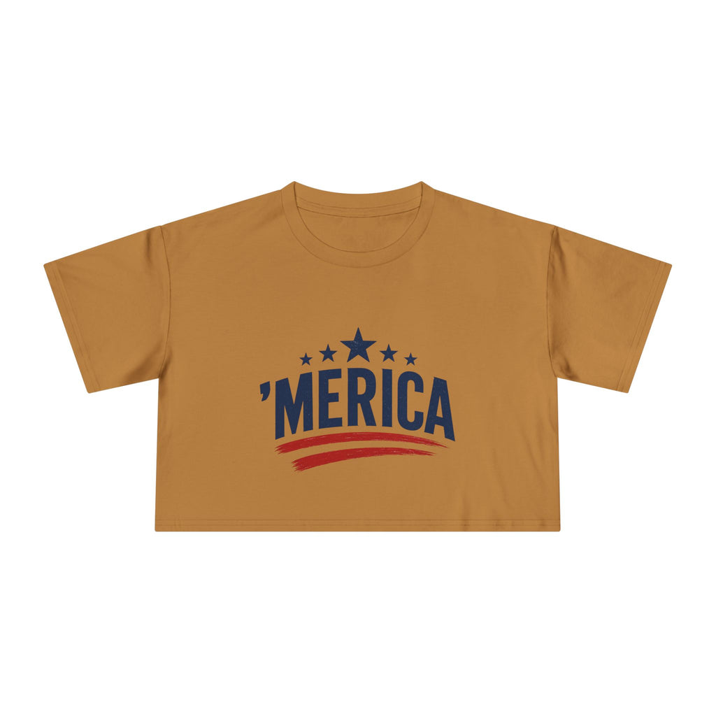 Merica Crop Tee – Patriotic Women’s Cropped T-Shirt for 4th of July & Summer