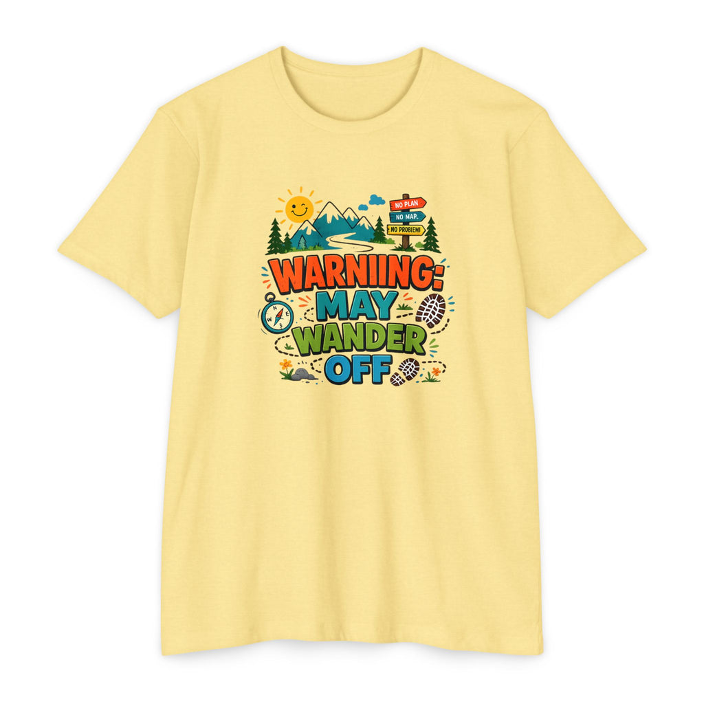 Warning May Wander Off Tee - Funny Hiking Shirt