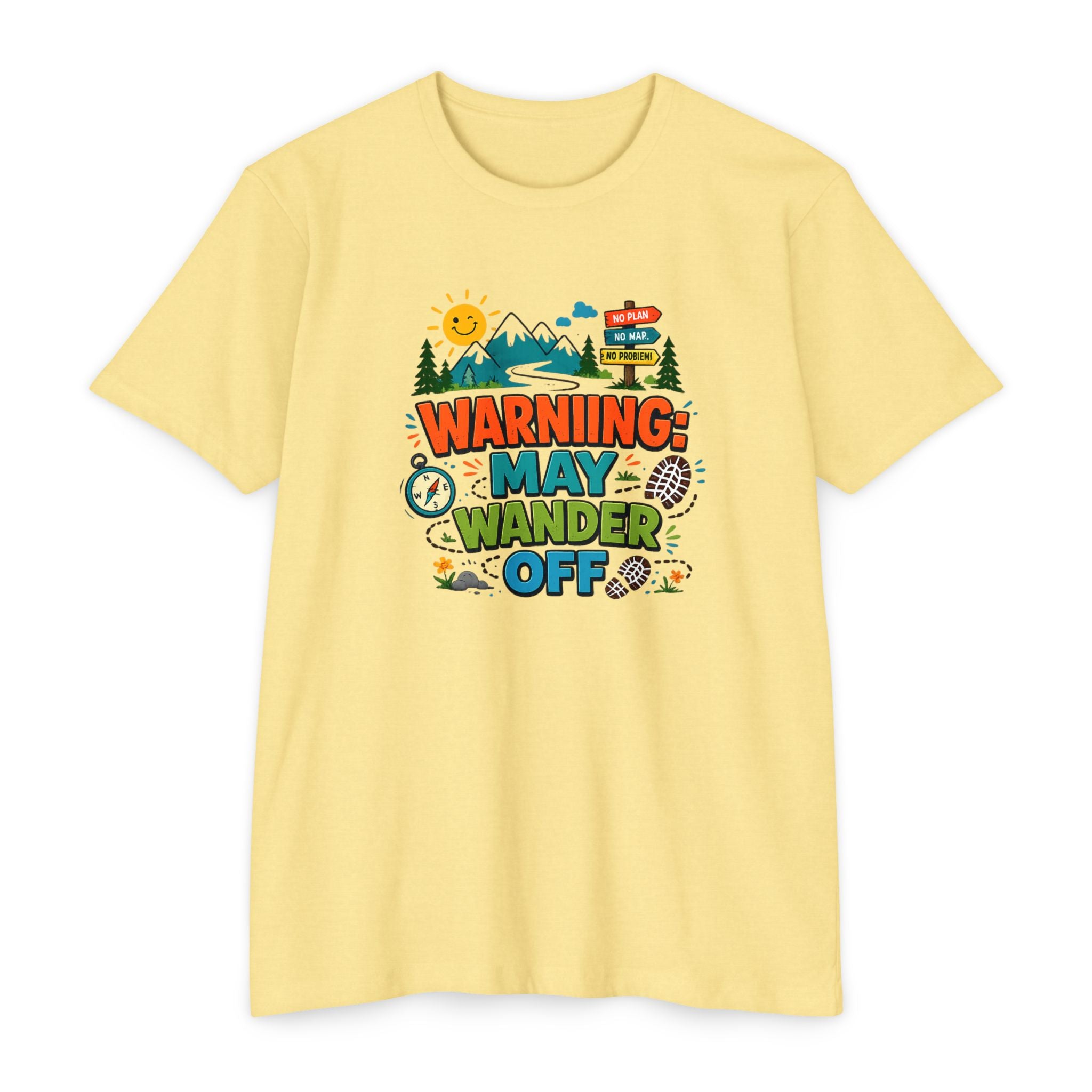 Warning May Wander Off Tee - Funny Hiking Shirt