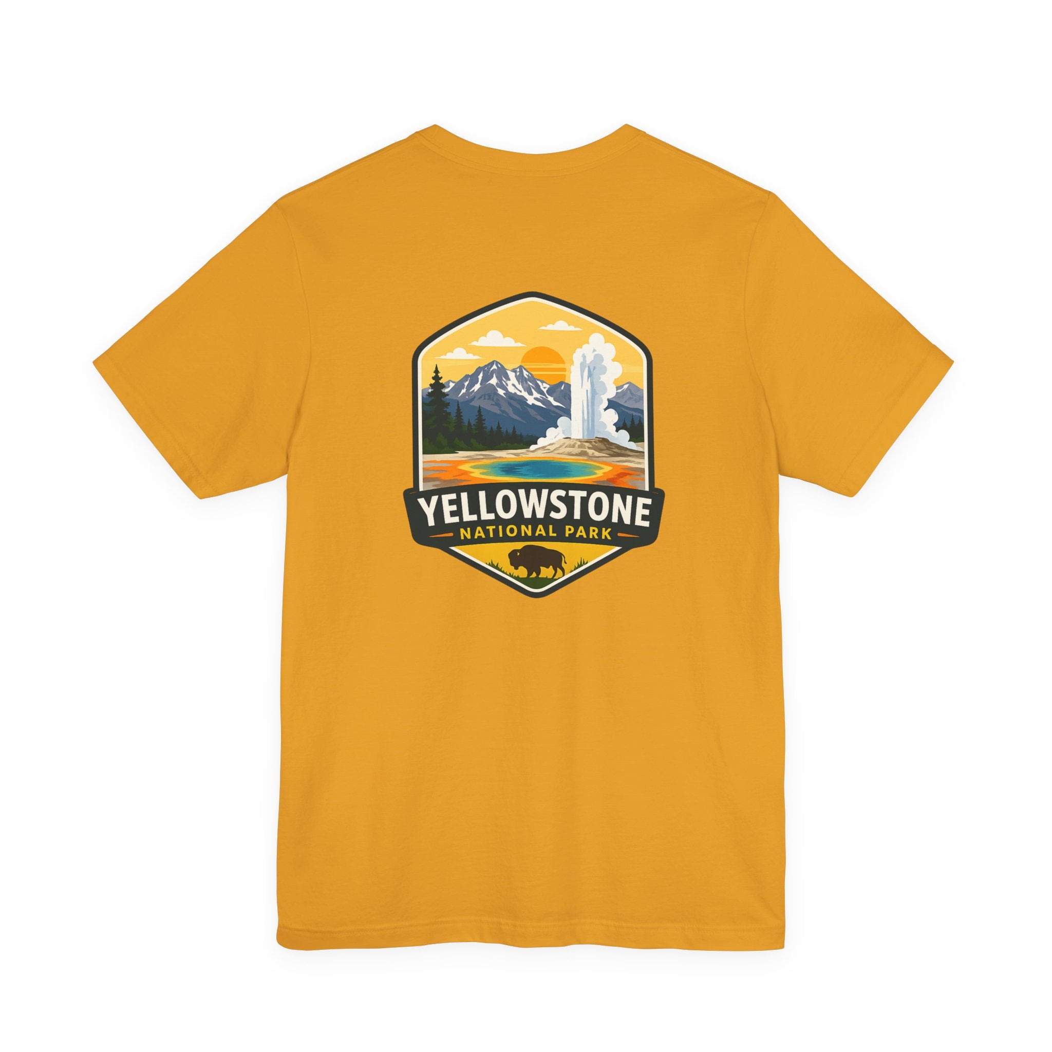 Yellowstone National Park Graphic Tee — Geyser & Mountain Outdoor Badge