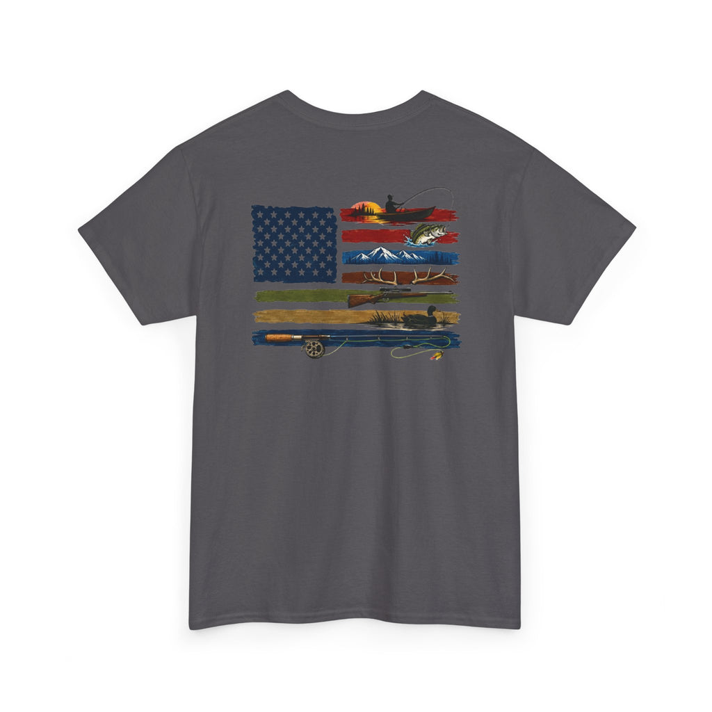 American Flag With Outdoors Gear Tee