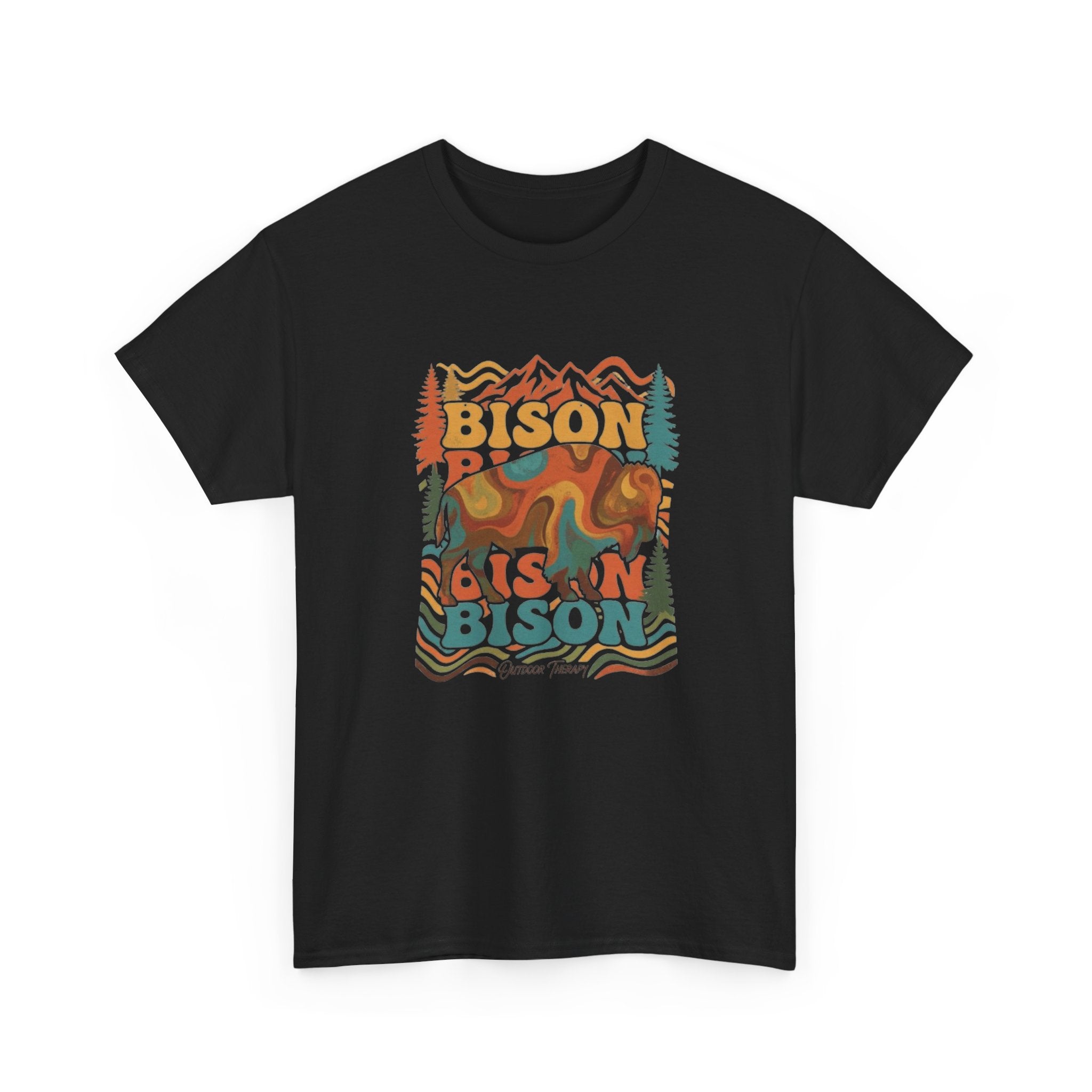 Bison Retro Mountain Vintage Wildlife T-Shirt