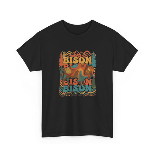 Bison Retro Mountain Vintage Wildlife T-Shirt