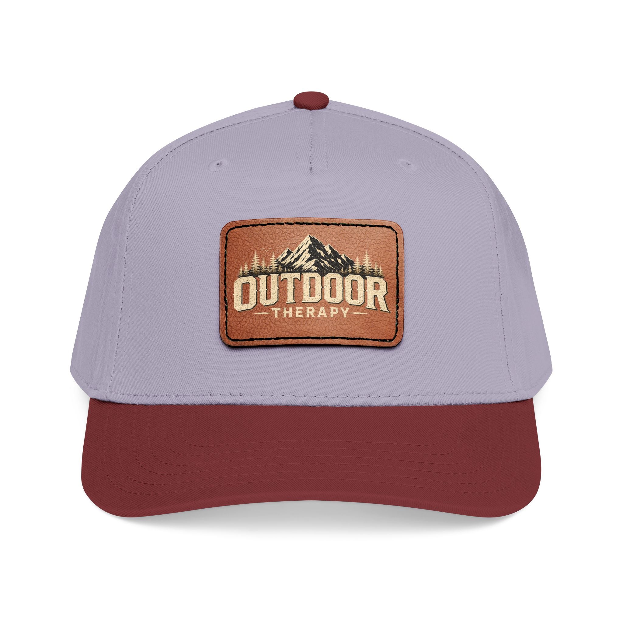 Mid Profile Baseball Cap with Leather Patch (Rectangle)