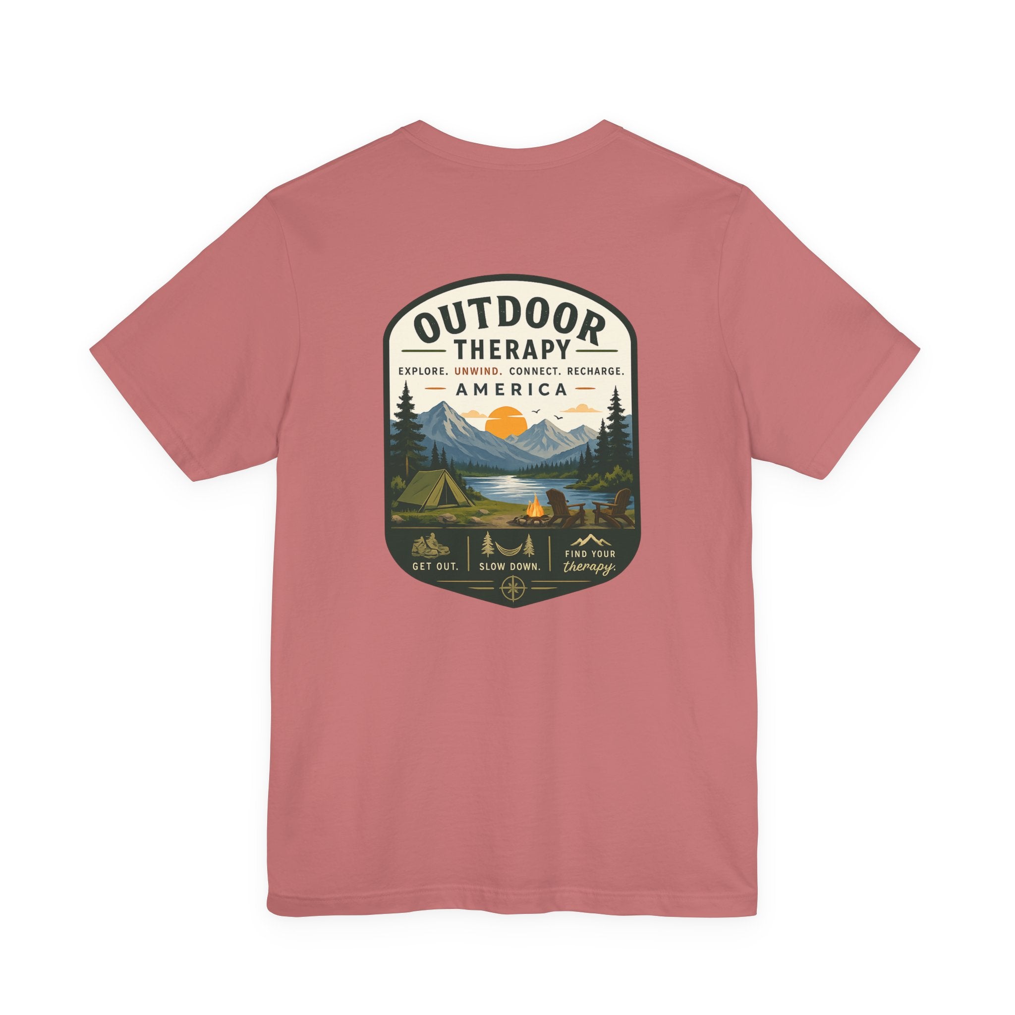 Outdoor Therapy Camping T‑Shirt — Mountain Campfire Graphic Tee