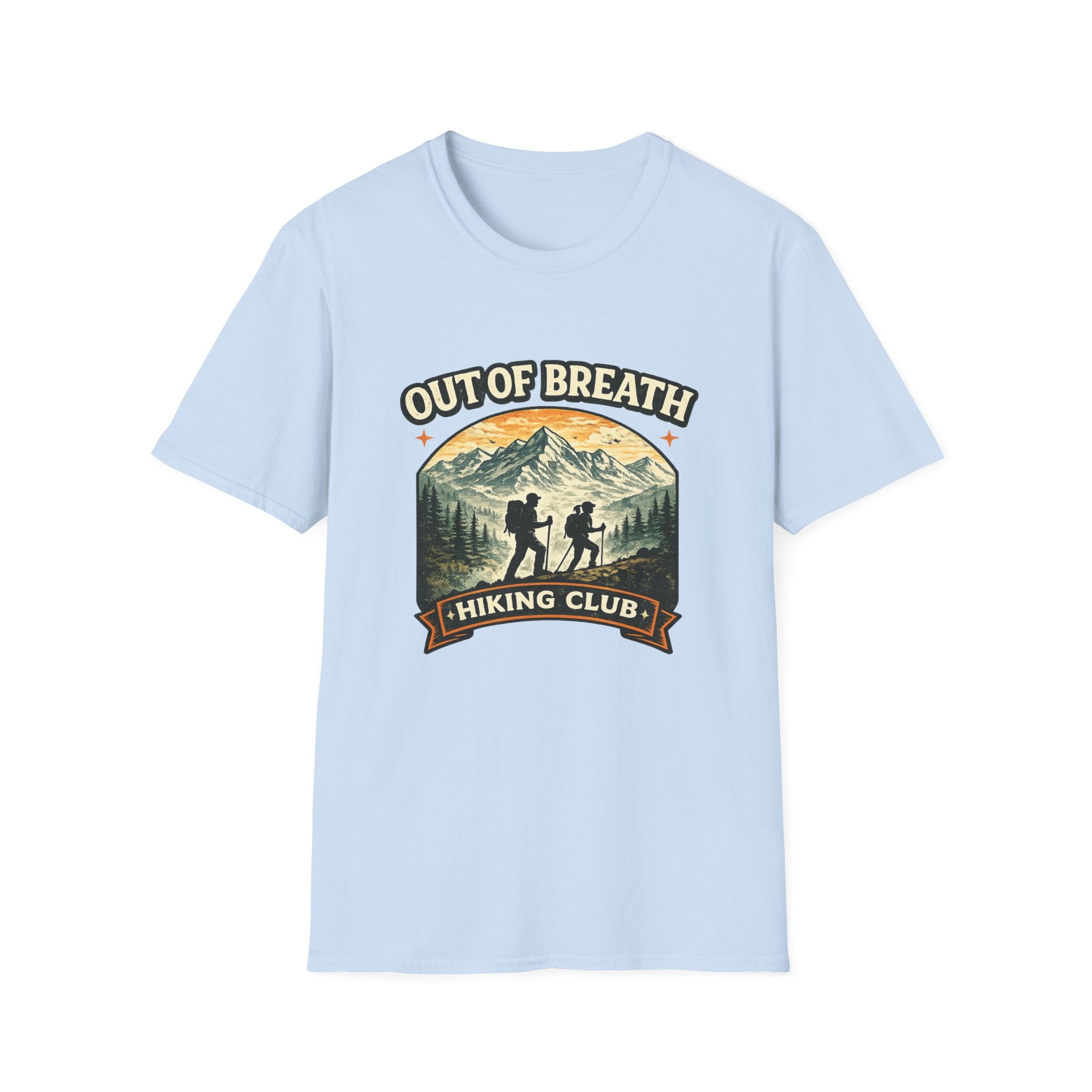 Out of Breath Hiking Club T-Shirt — Mountain Hikers Retro Graphic Tee