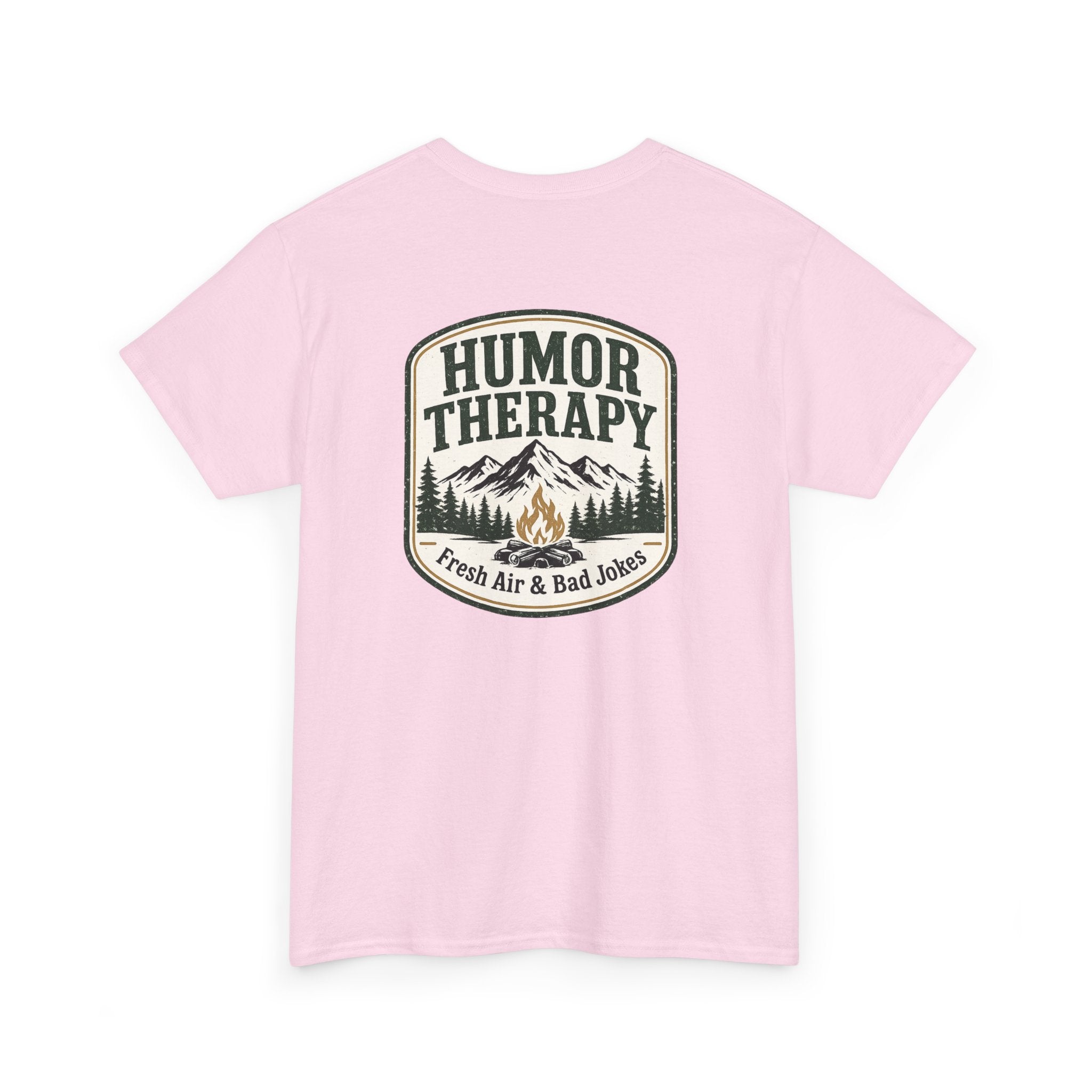 Humor Therapy Tee - Fresh Air & Bad Jokes Mountain Graphic T‑Shirt