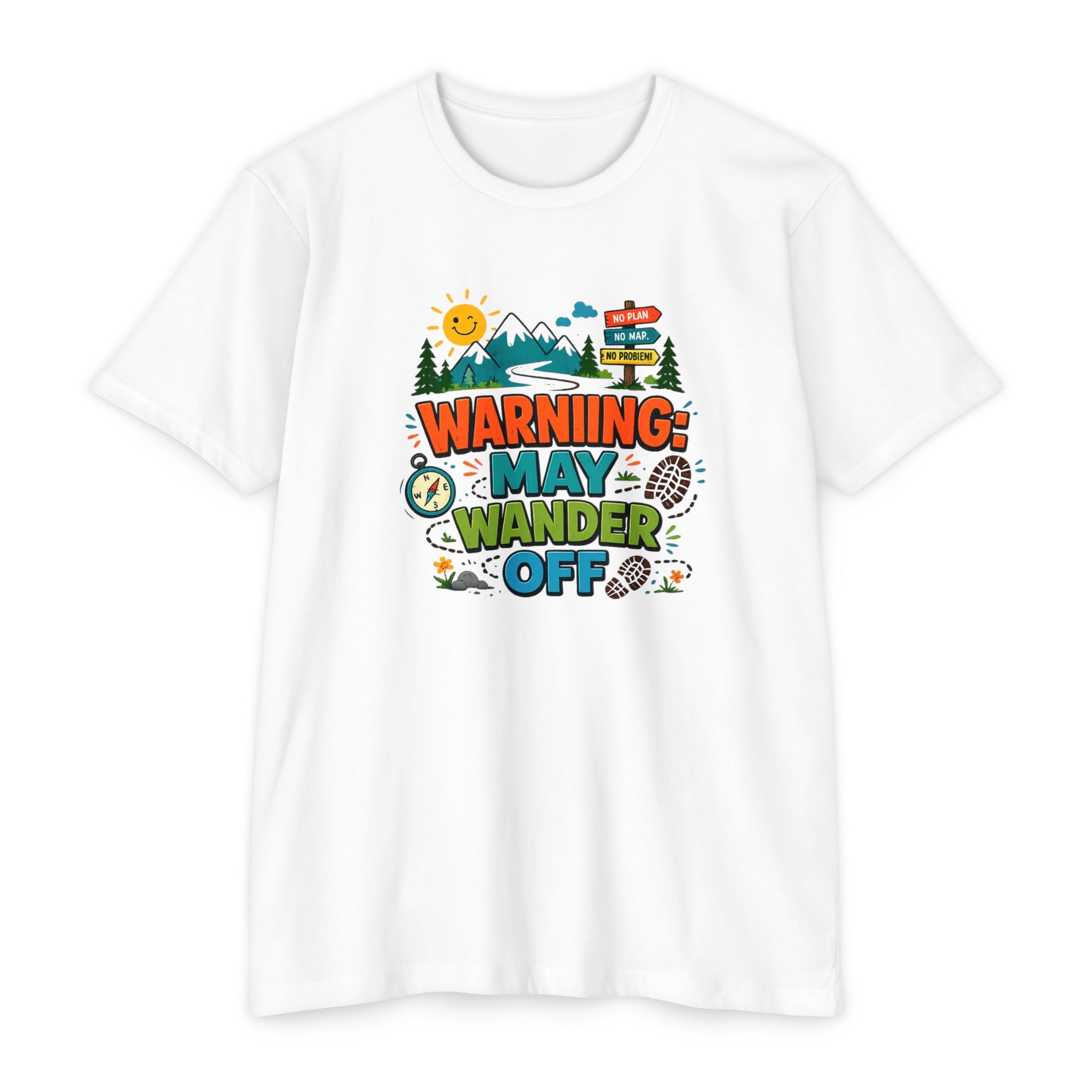 Warning May Wander Off Tee - Funny Hiking Shirt
