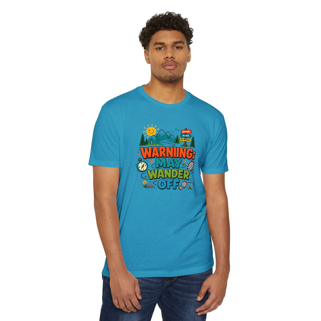 Warning May Wander Off Tee - Funny Hiking Shirt
