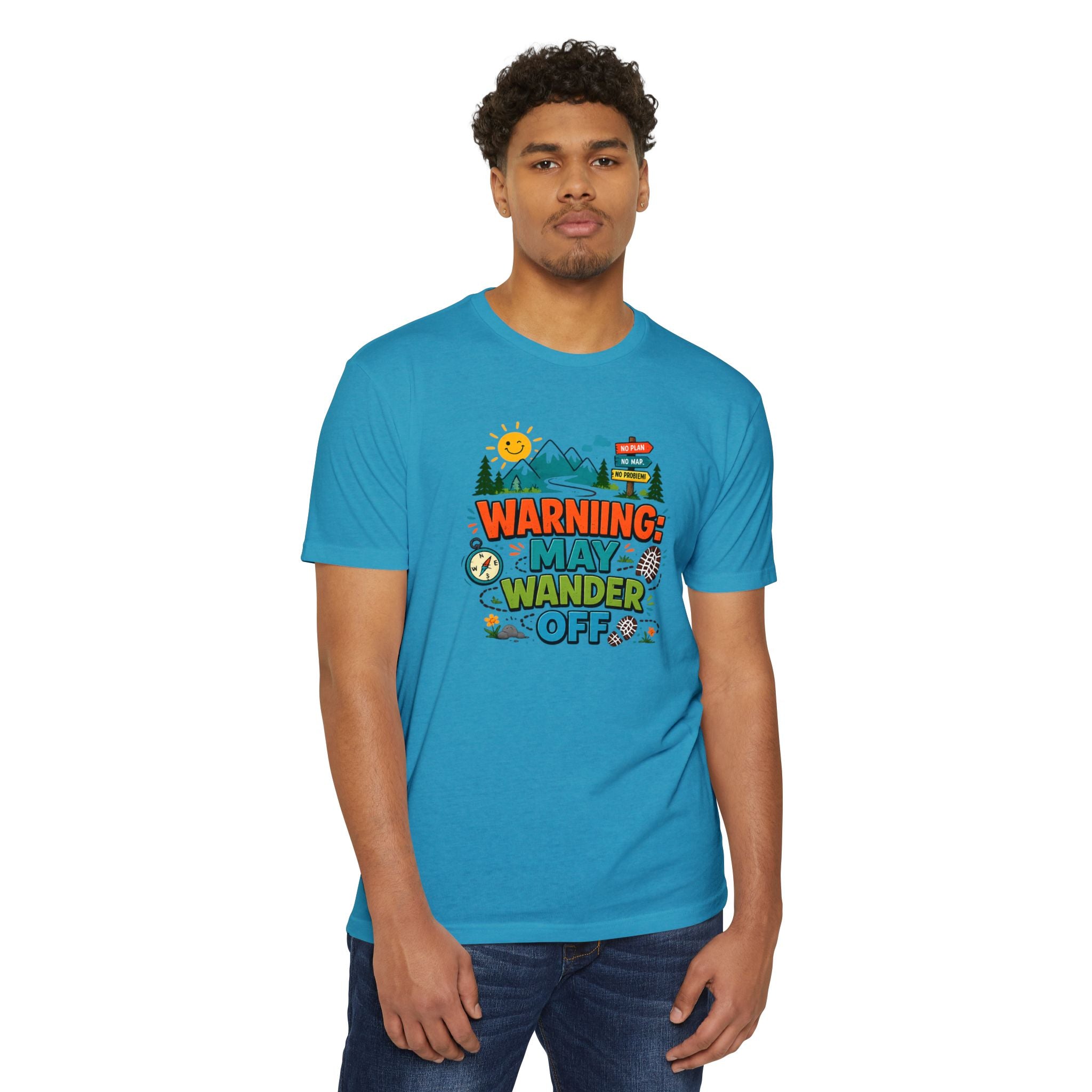 Warning May Wander Off Tee - Funny Hiking Shirt