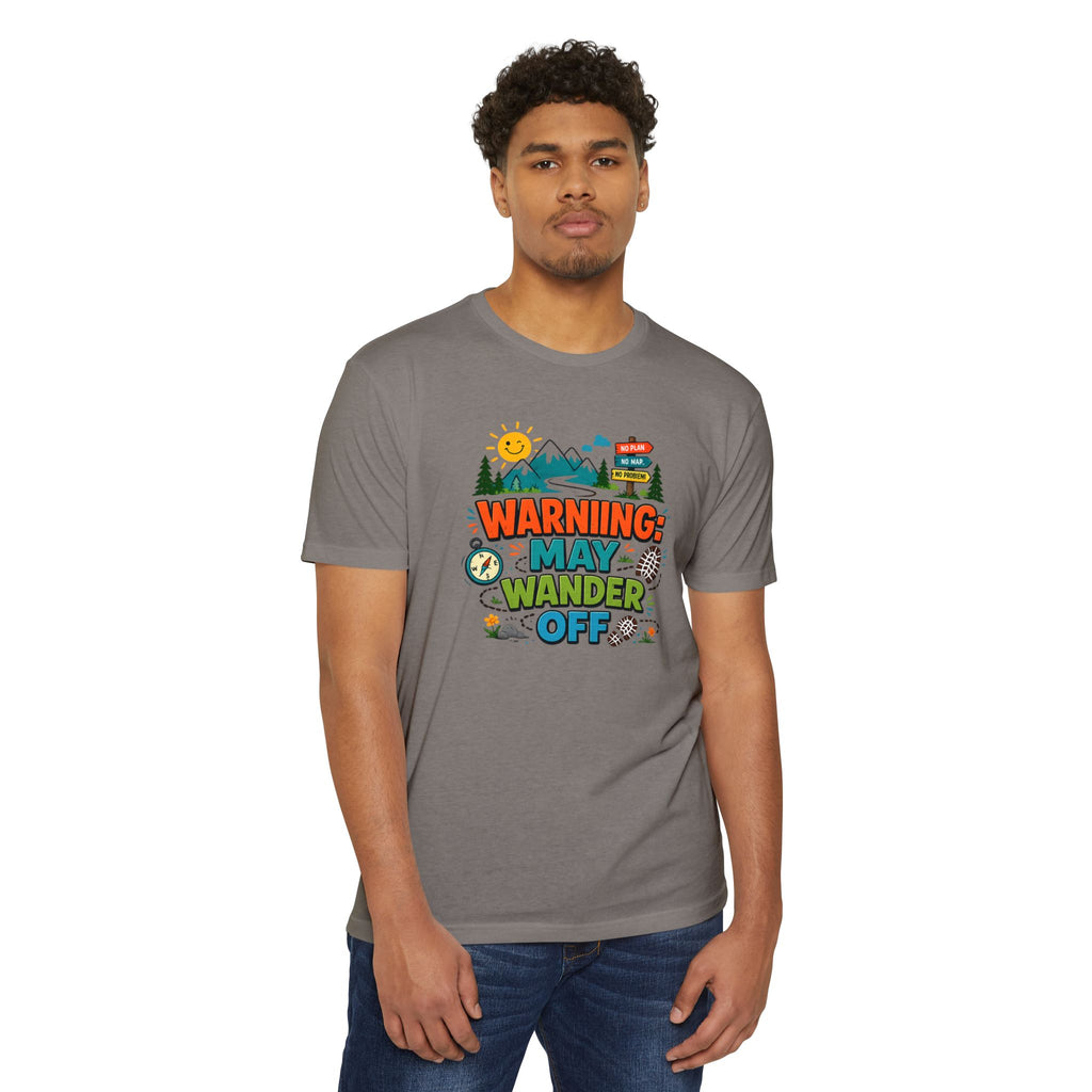Warning May Wander Off Tee - Funny Hiking Shirt