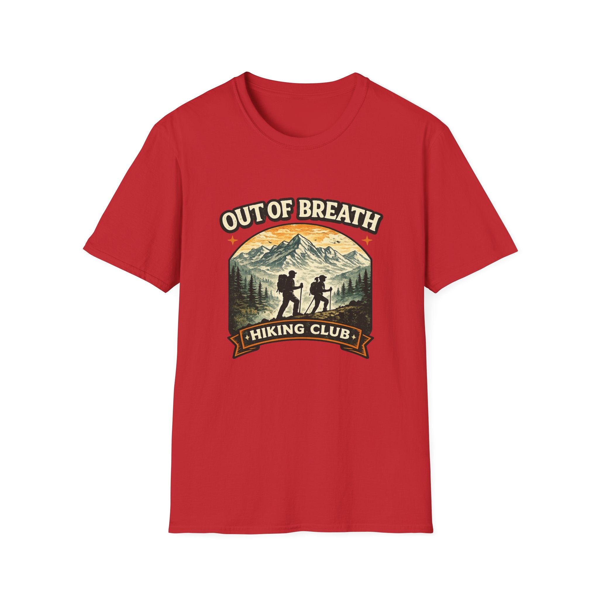 Out of Breath Hiking Club T-Shirt — Mountain Hikers Retro Graphic Tee