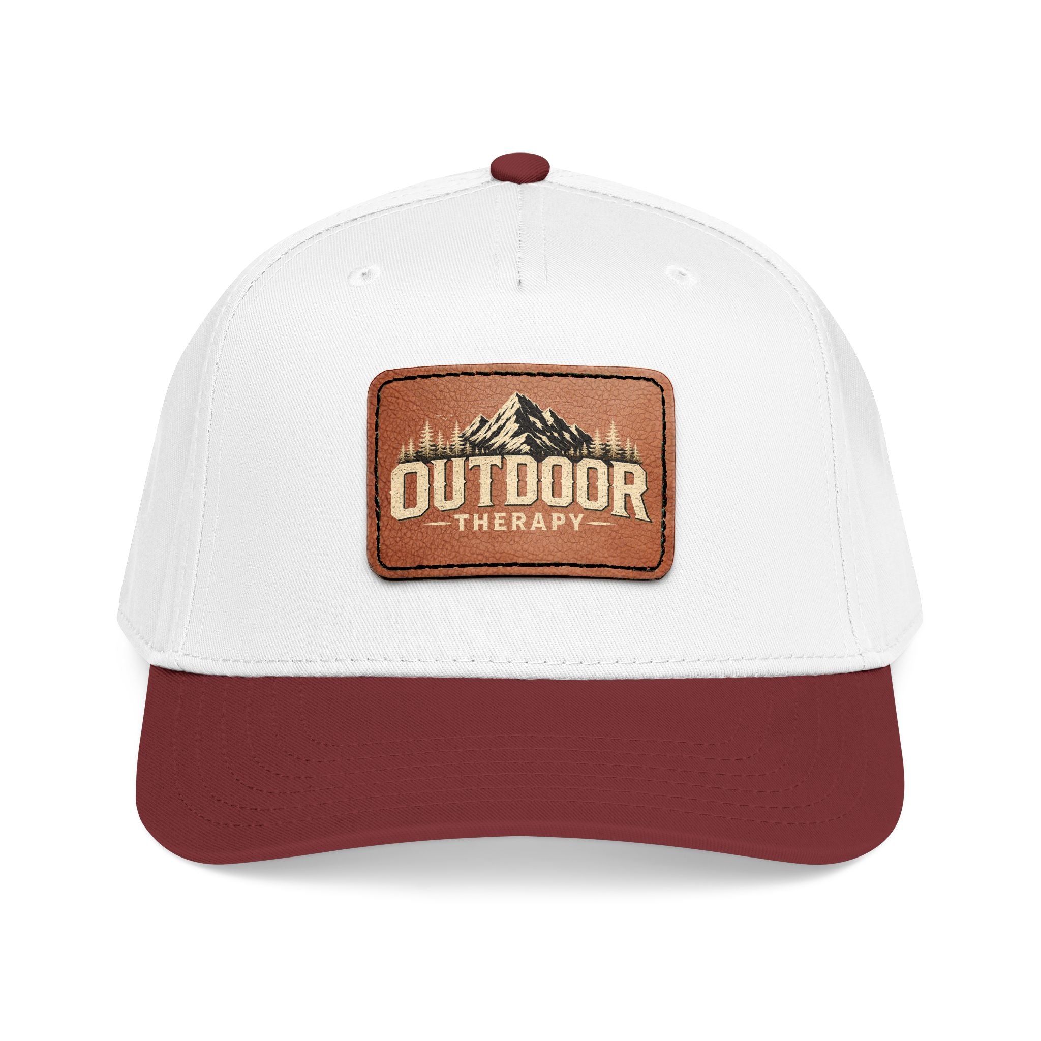 Mid Profile Baseball Cap with Leather Patch (Rectangle)