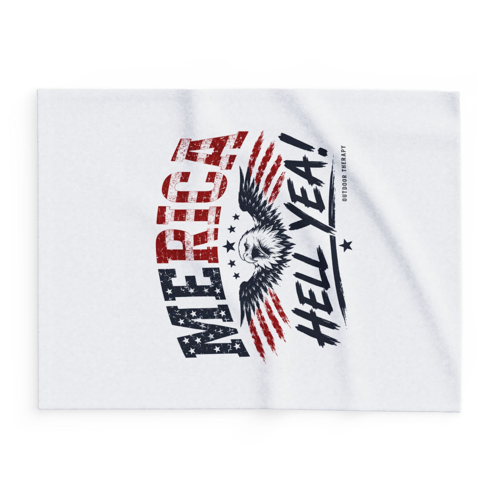 Arctic Fleece Blanket — "Merica Hell Yea" Patriotic Eagle Throw
