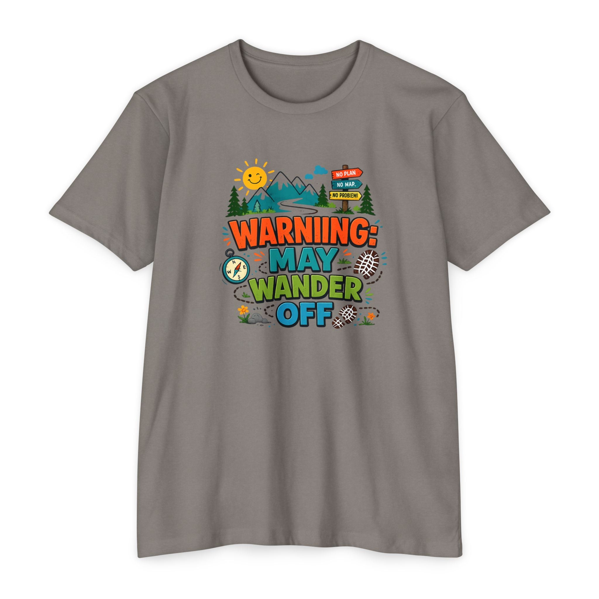 Warning May Wander Off Tee - Funny Hiking Shirt