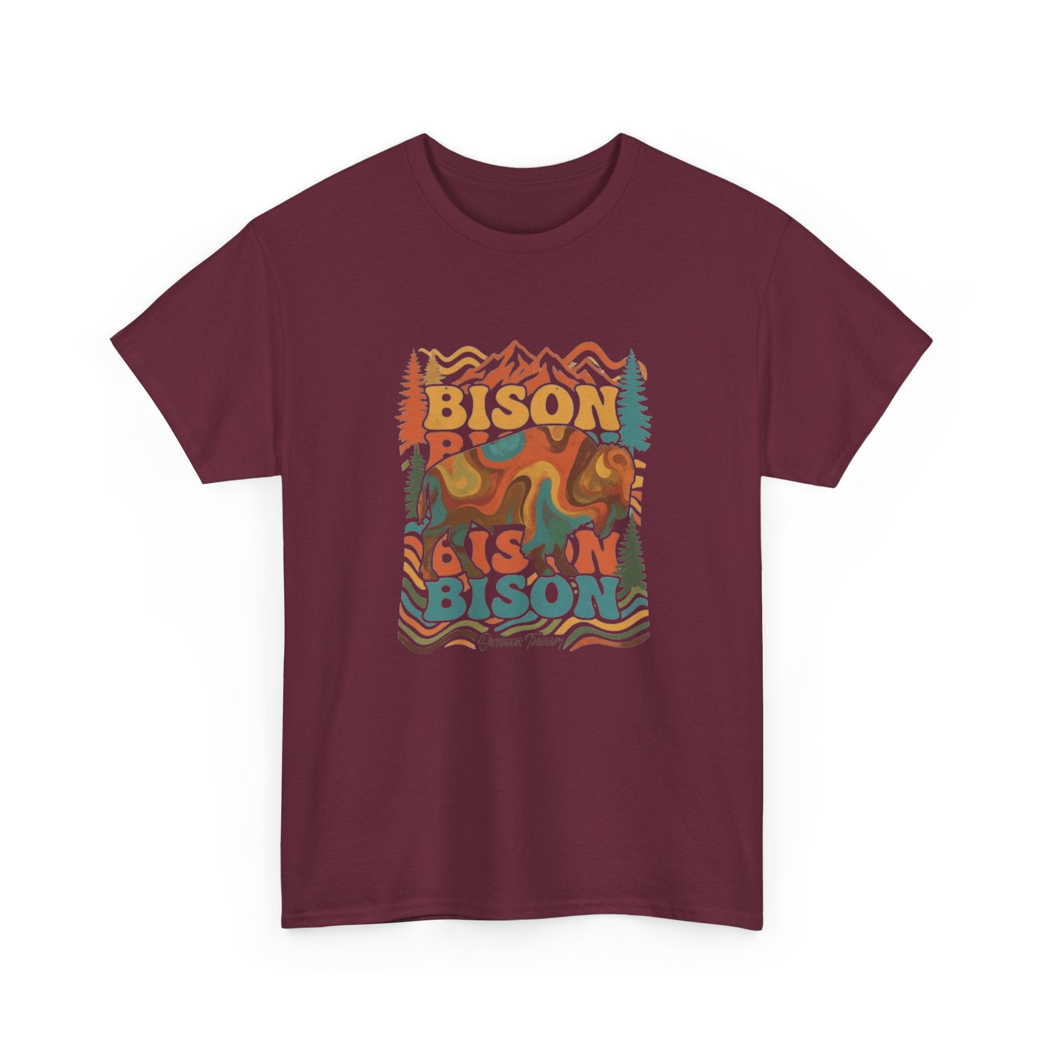 Bison Retro Mountain Vintage Wildlife T-Shirt