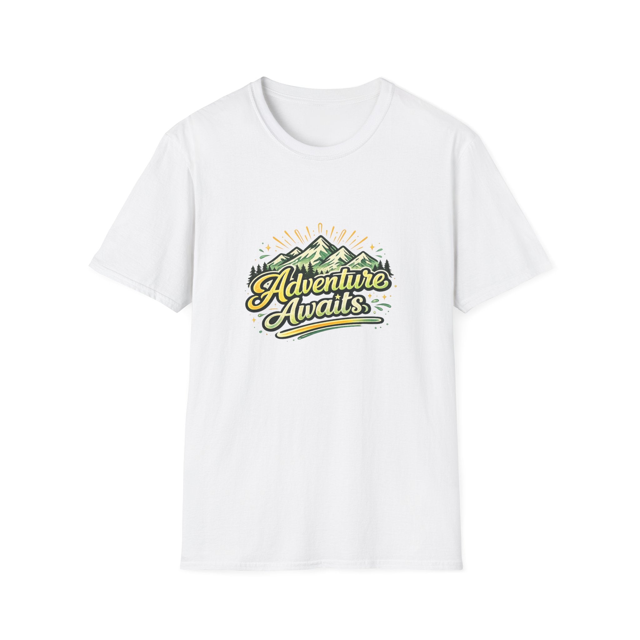 Adventure Awaits T-Shirt — Mountain Graphic Tee for Hikers & Campers