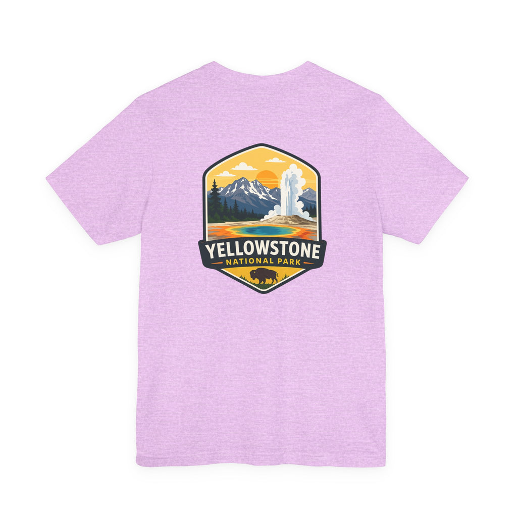 Yellowstone National Park Graphic Tee — Geyser & Mountain Outdoor Badge