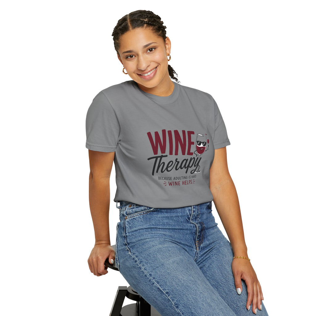 Wine Therapy T-Shirt — Wine Therapy: Because Adulting Is Hard Wine Lover Tee