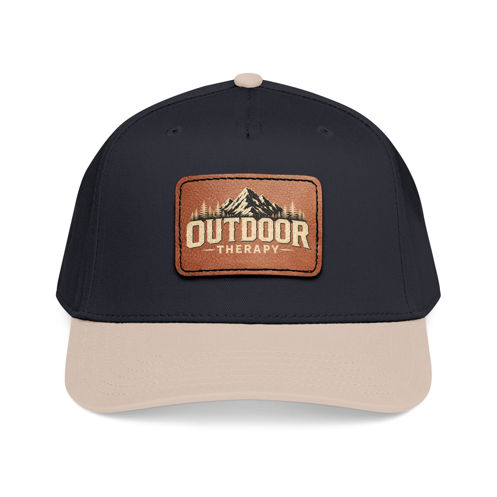 Mid Profile Baseball Cap with Leather Patch (Rectangle)