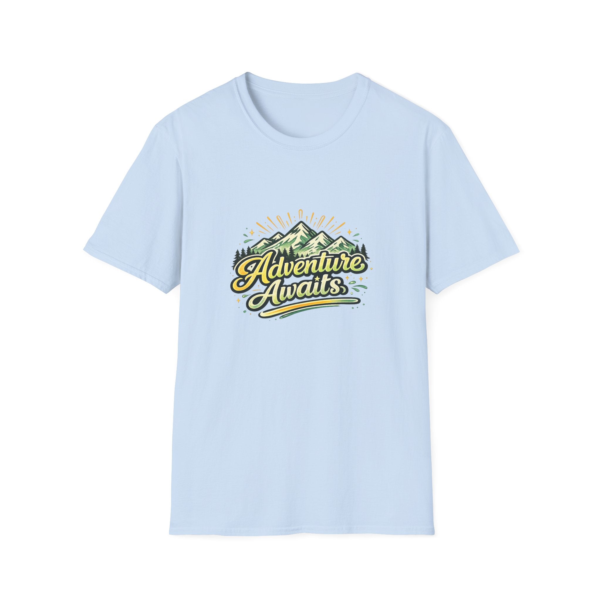 Adventure Awaits T-Shirt — Mountain Graphic Tee for Hikers & Campers