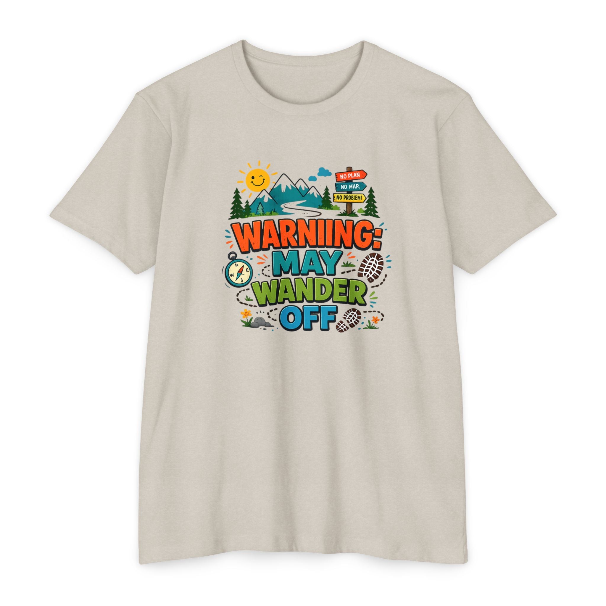 Warning May Wander Off Tee - Funny Hiking Shirt