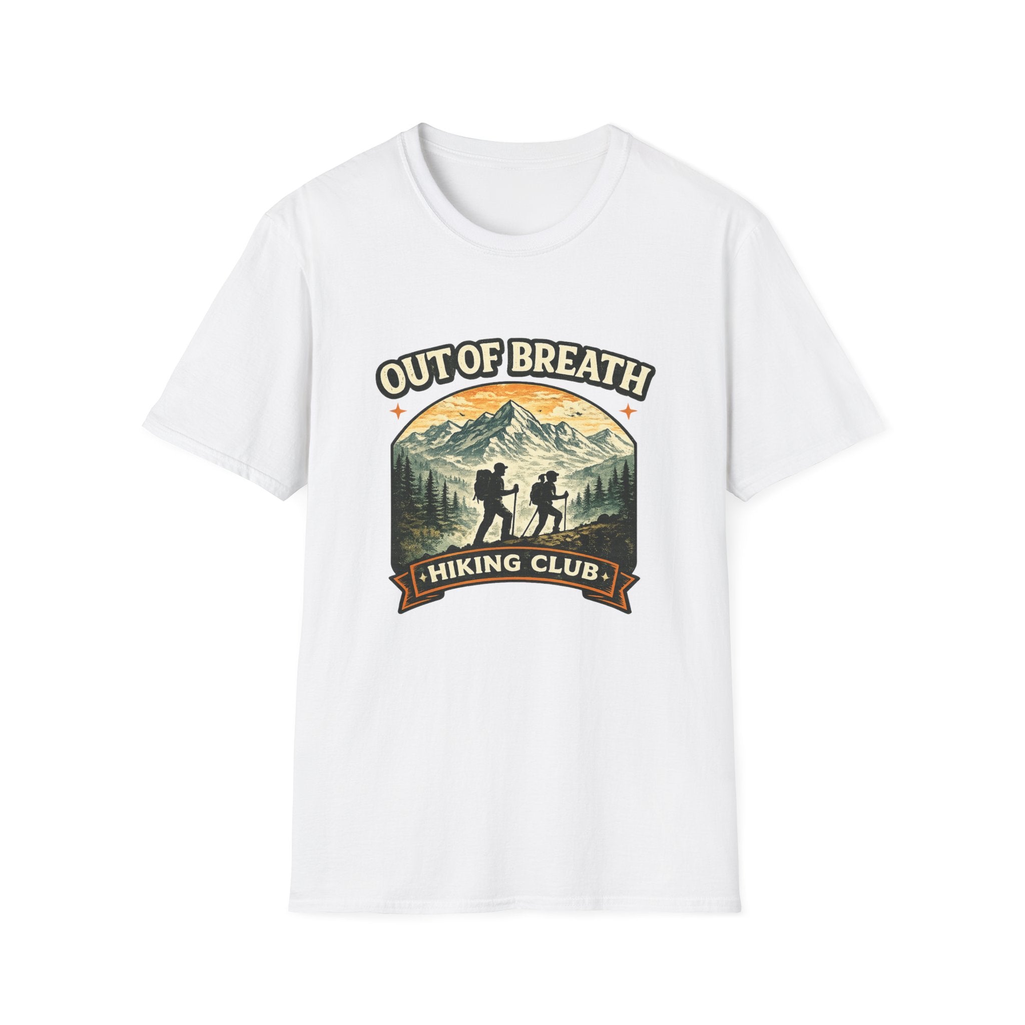 Out of Breath Hiking Club T-Shirt — Mountain Hikers Retro Graphic Tee