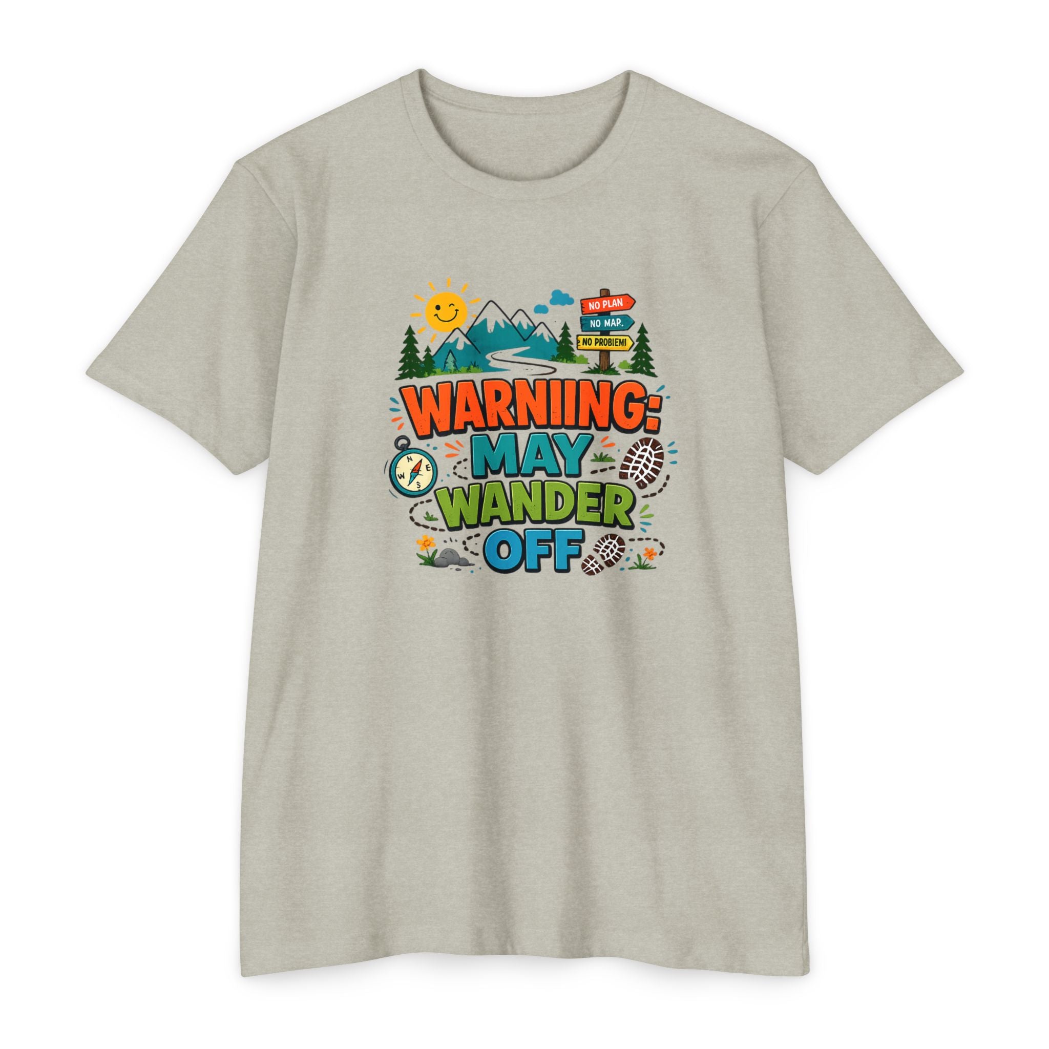 Warning May Wander Off Tee - Funny Hiking Shirt